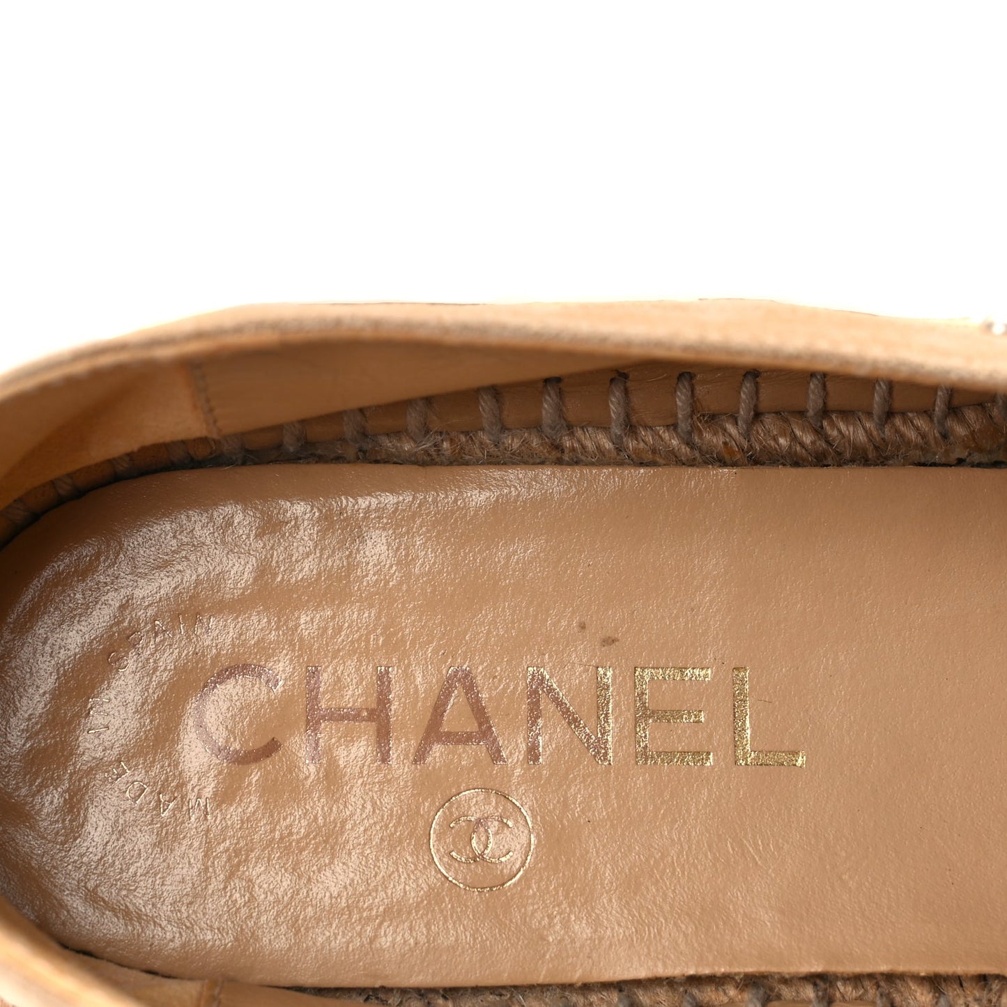 Chanel Suede Pearl CC Espadrilles 37 Beige Black
