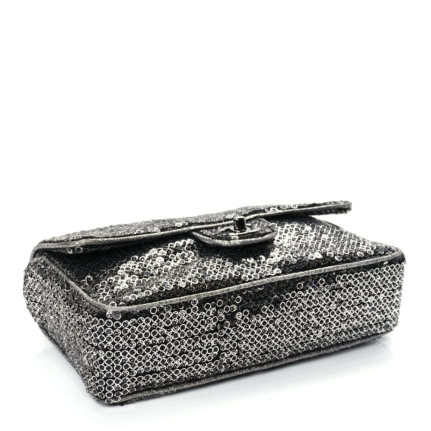 Chanel Sequin Medium Single Flap Dark Silver