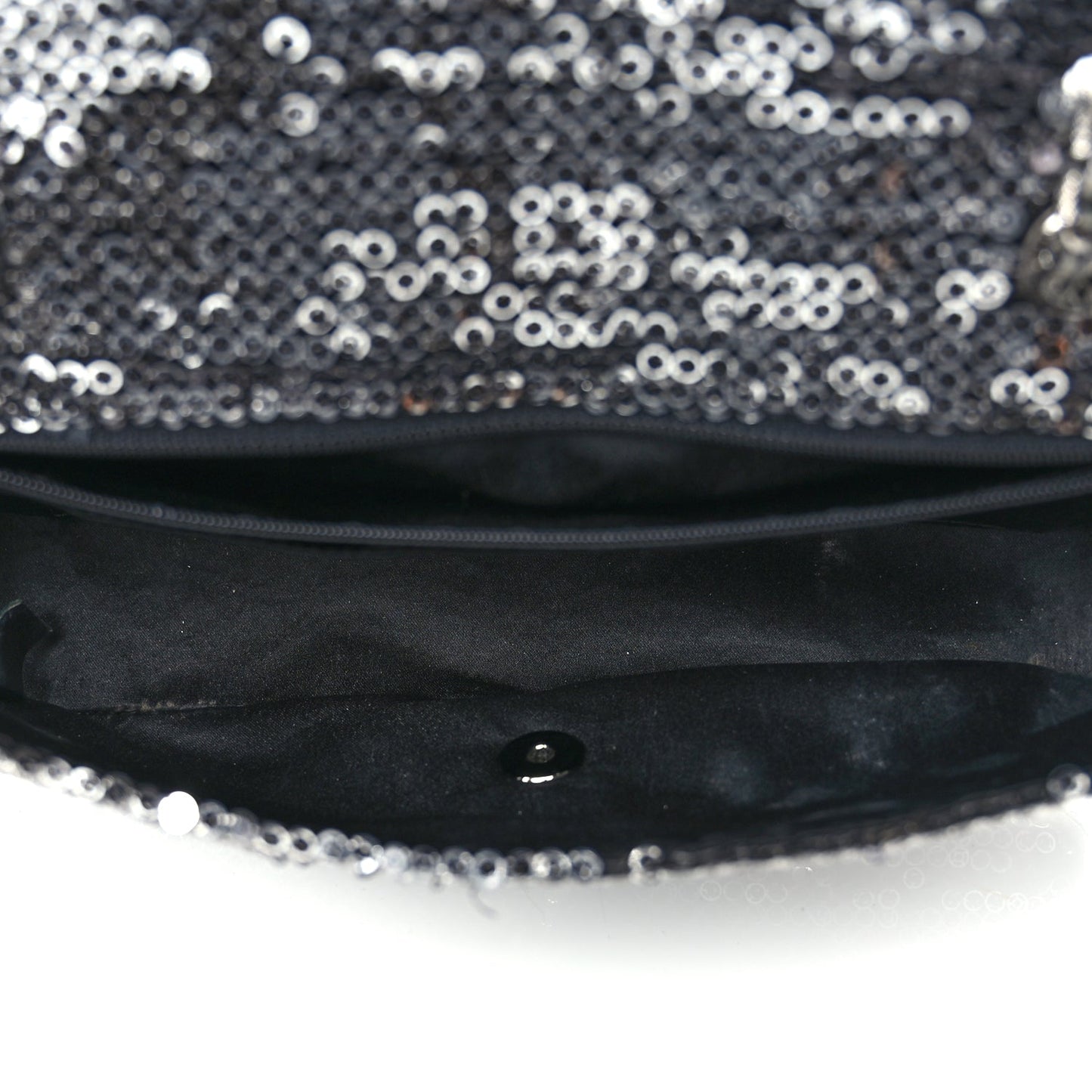 Chanel Sequin Medium Single Flap Dark Silver