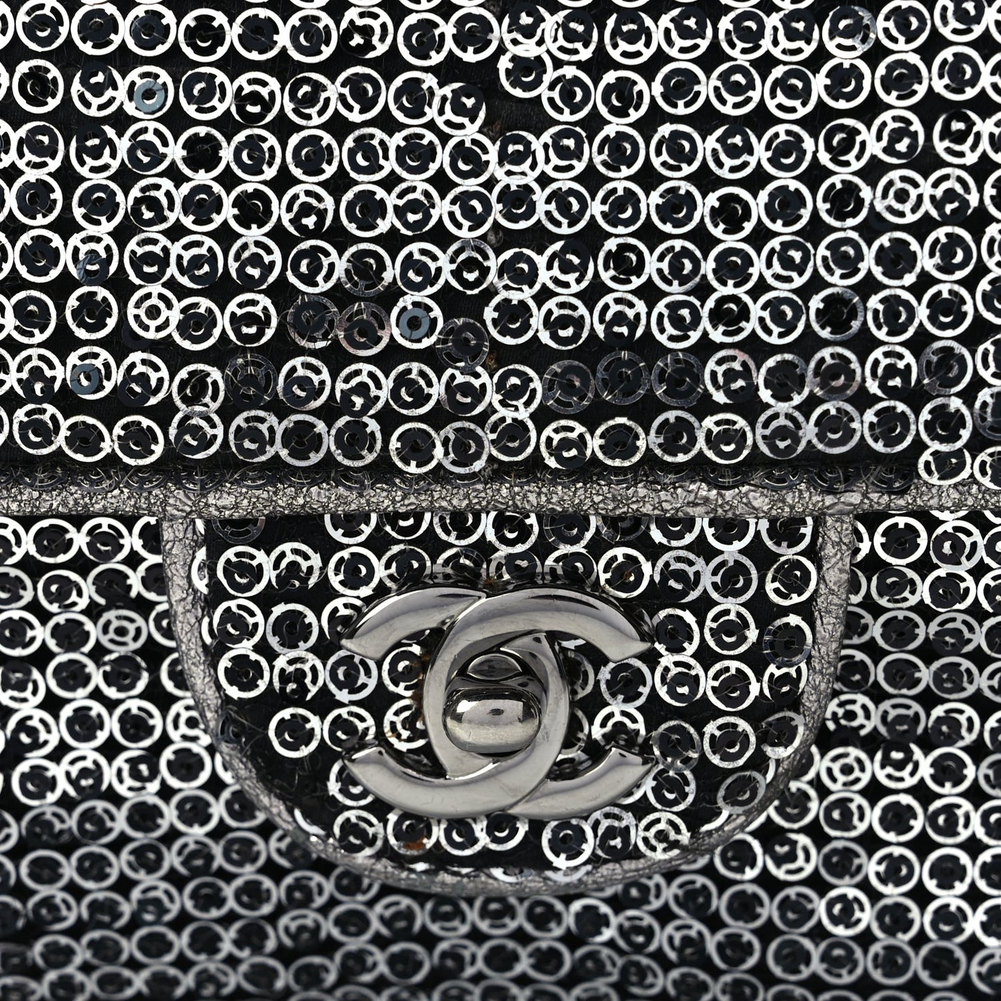 Chanel Sequin Medium Single Flap Dark Silver