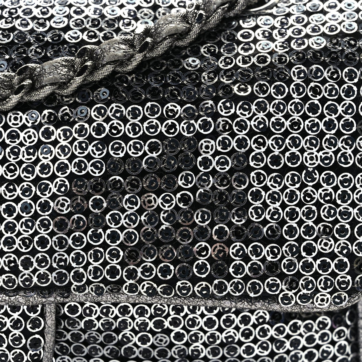 Chanel Sequin Medium Single Flap Dark Silver