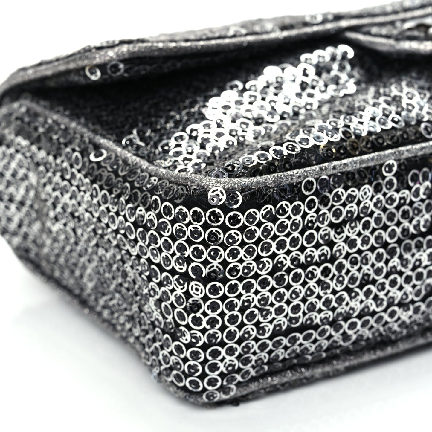 Chanel Sequin Medium Single Flap Dark Silver