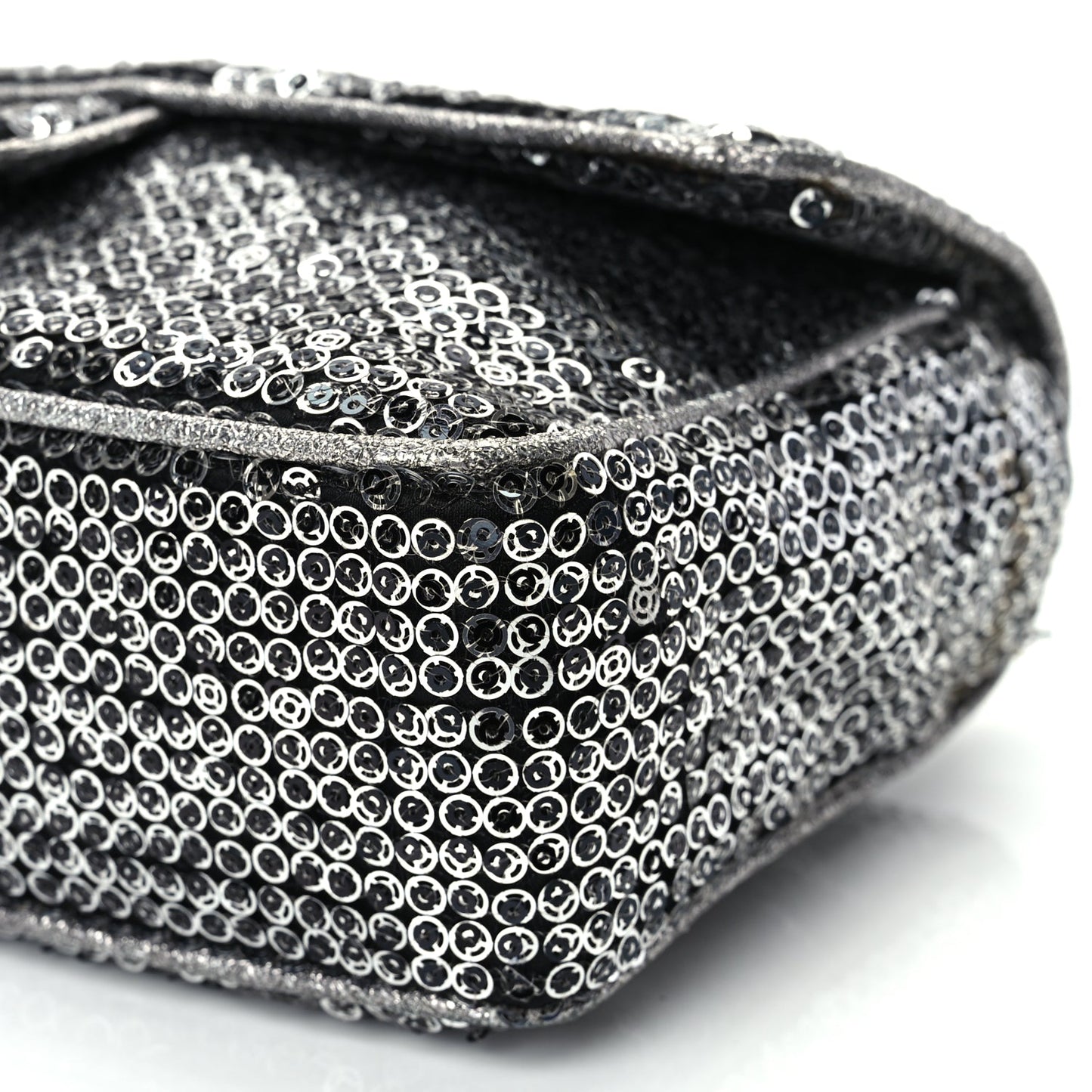 Chanel Sequin Medium Single Flap Dark Silver