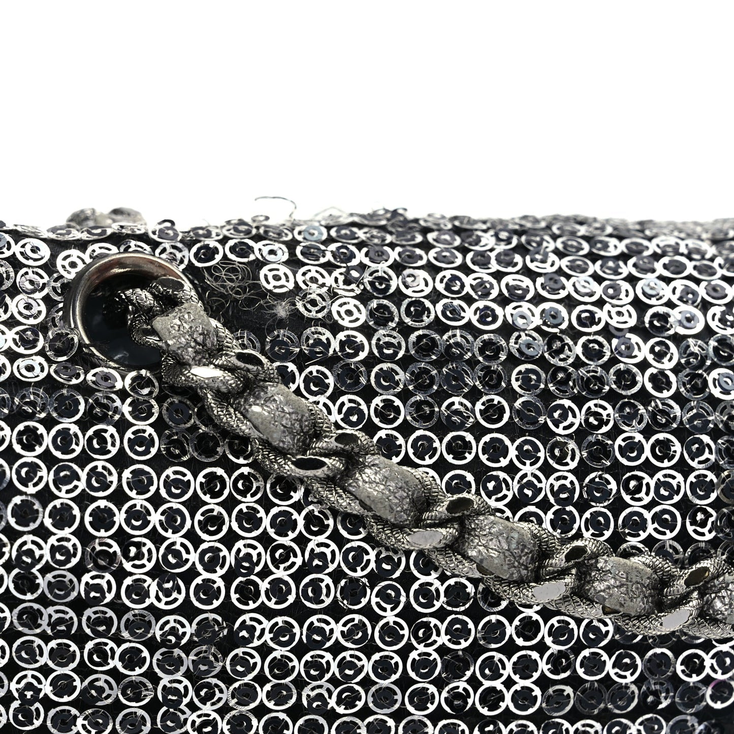 Chanel Sequin Medium Single Flap Dark Silver