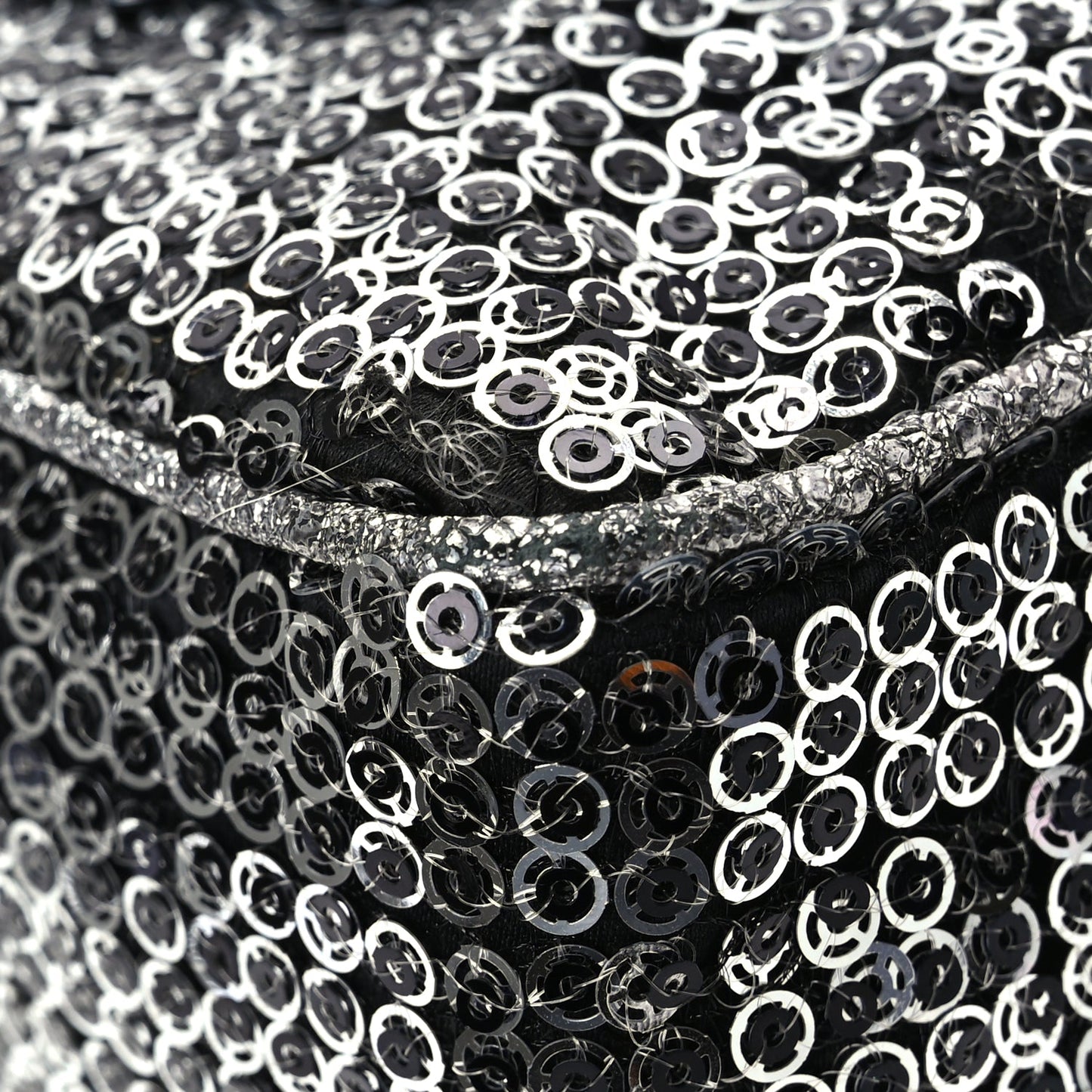 Chanel Sequin Medium Single Flap Dark Silver