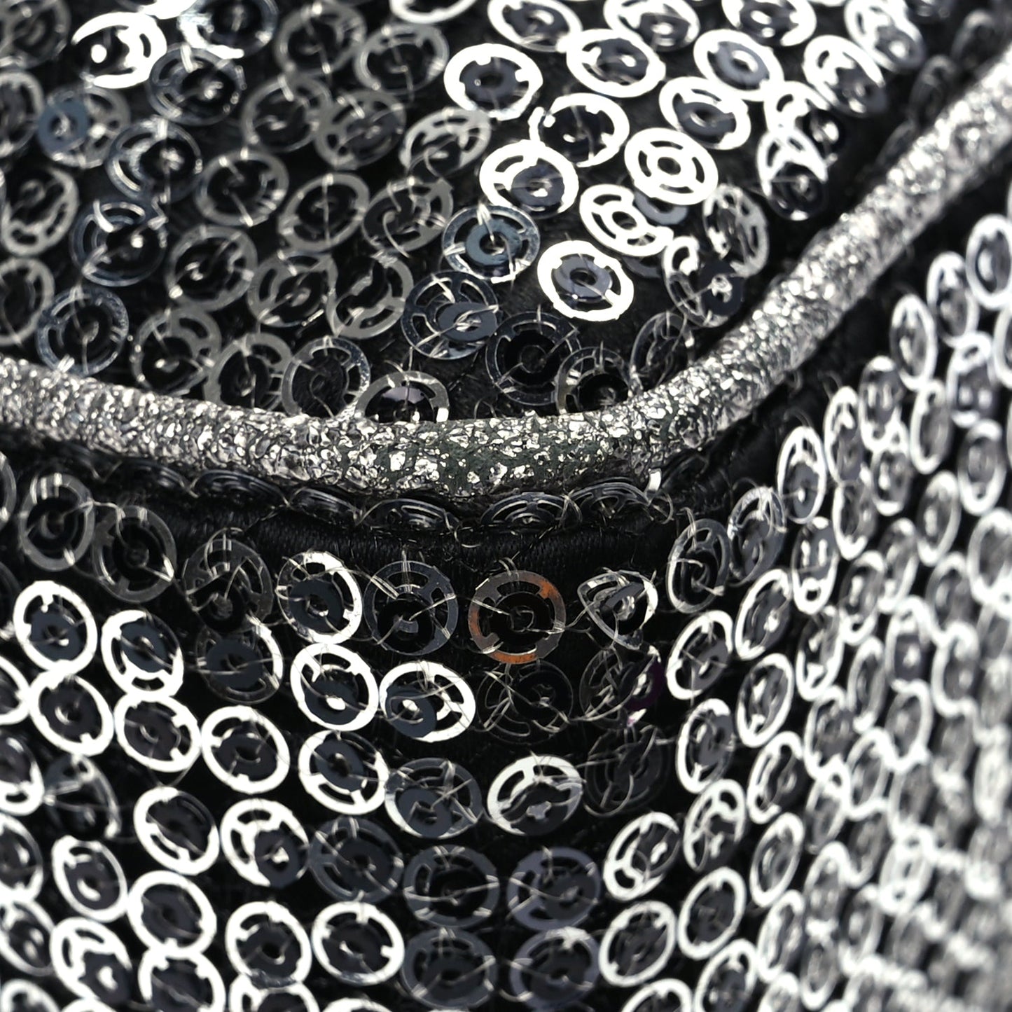 Chanel Sequin Medium Single Flap Dark Silver