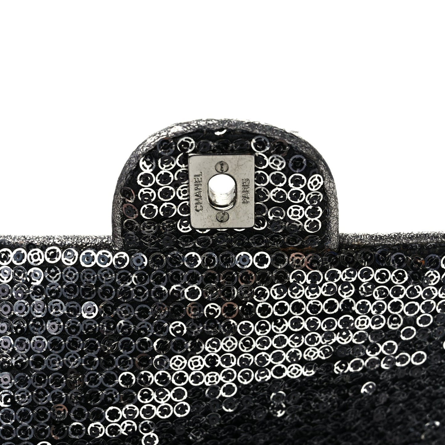 Chanel Sequin Medium Single Flap Dark Silver