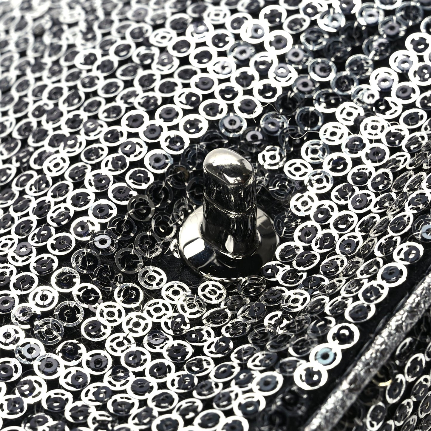 Chanel Sequin Medium Single Flap Dark Silver