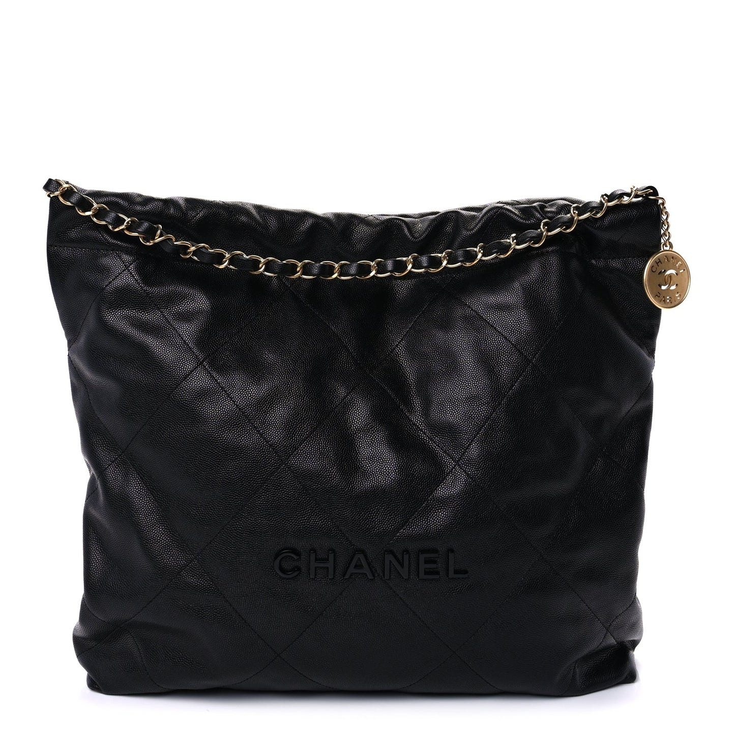 Chanel Shiny Caviar Quilted Monochrome Chanel 22  Black