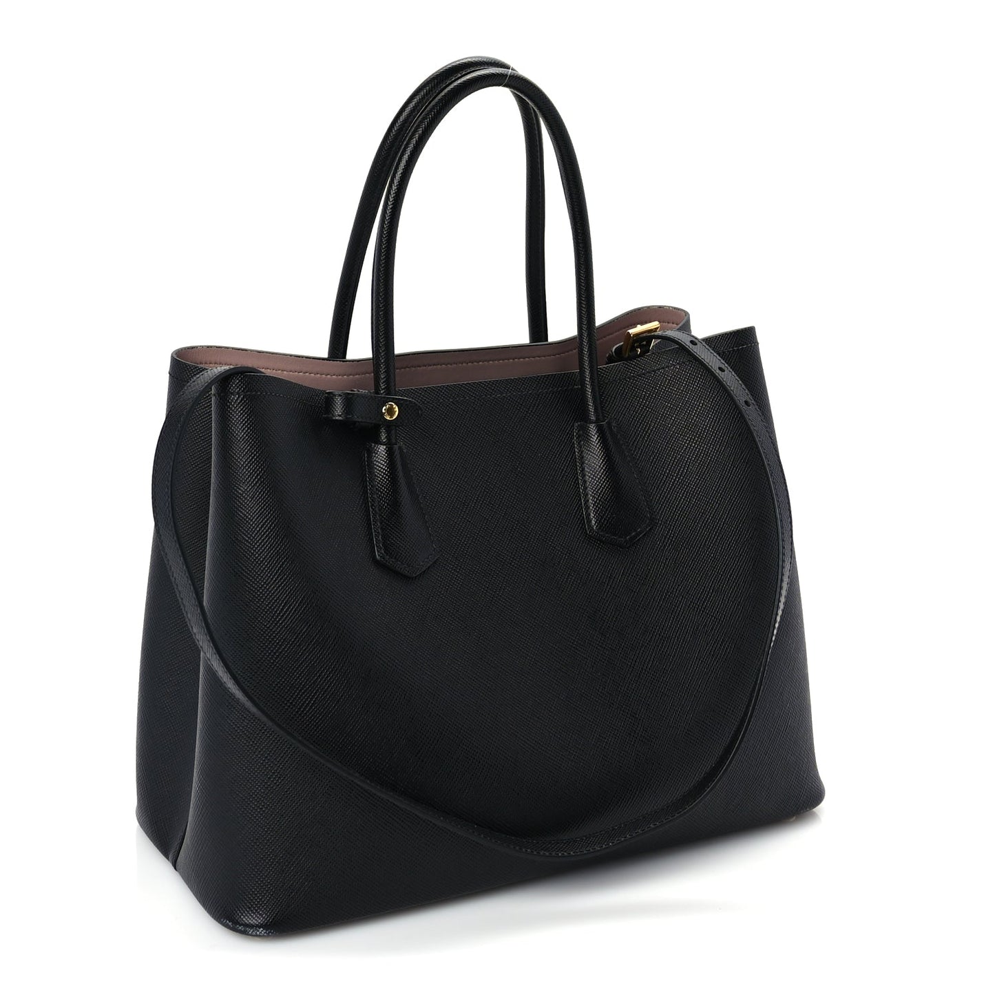 Prada Saffiano Cuir Medium Double Bag Black Mughetto