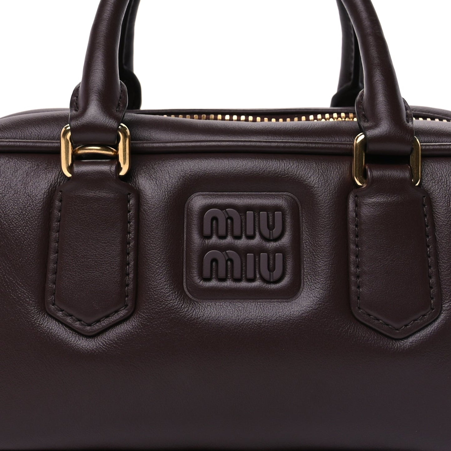 Miu Miu Calfskin Regular Arcadie Top Handle Bag Briarwood