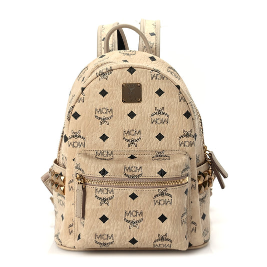 MCM Visetos Side Stud Mini Stark Backpack Beige