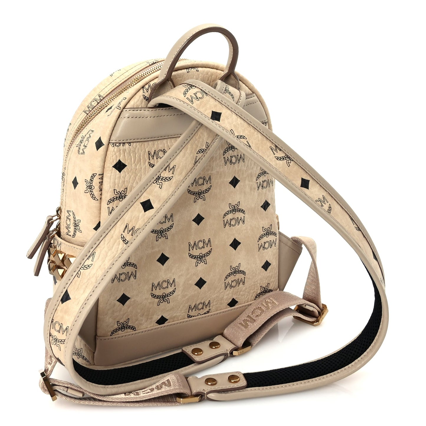 MCM Visetos Side Stud Mini Stark Backpack Beige