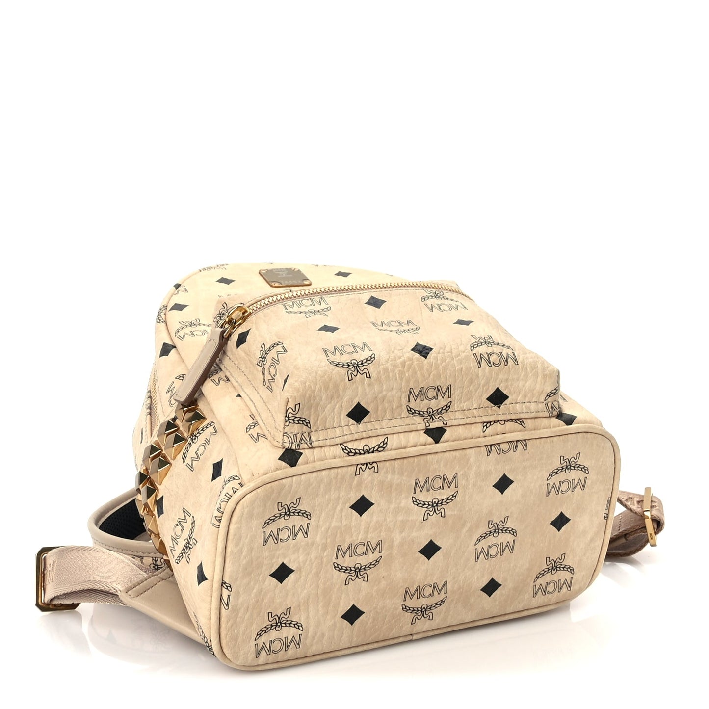 MCM Visetos Side Stud Mini Stark Backpack Beige