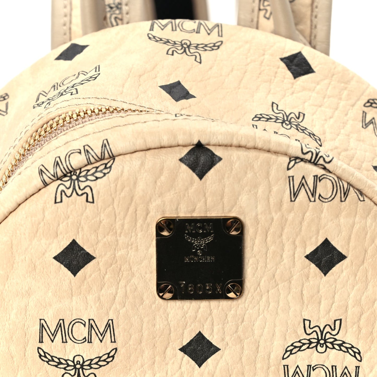 MCM Visetos Side Stud Mini Stark Backpack Beige