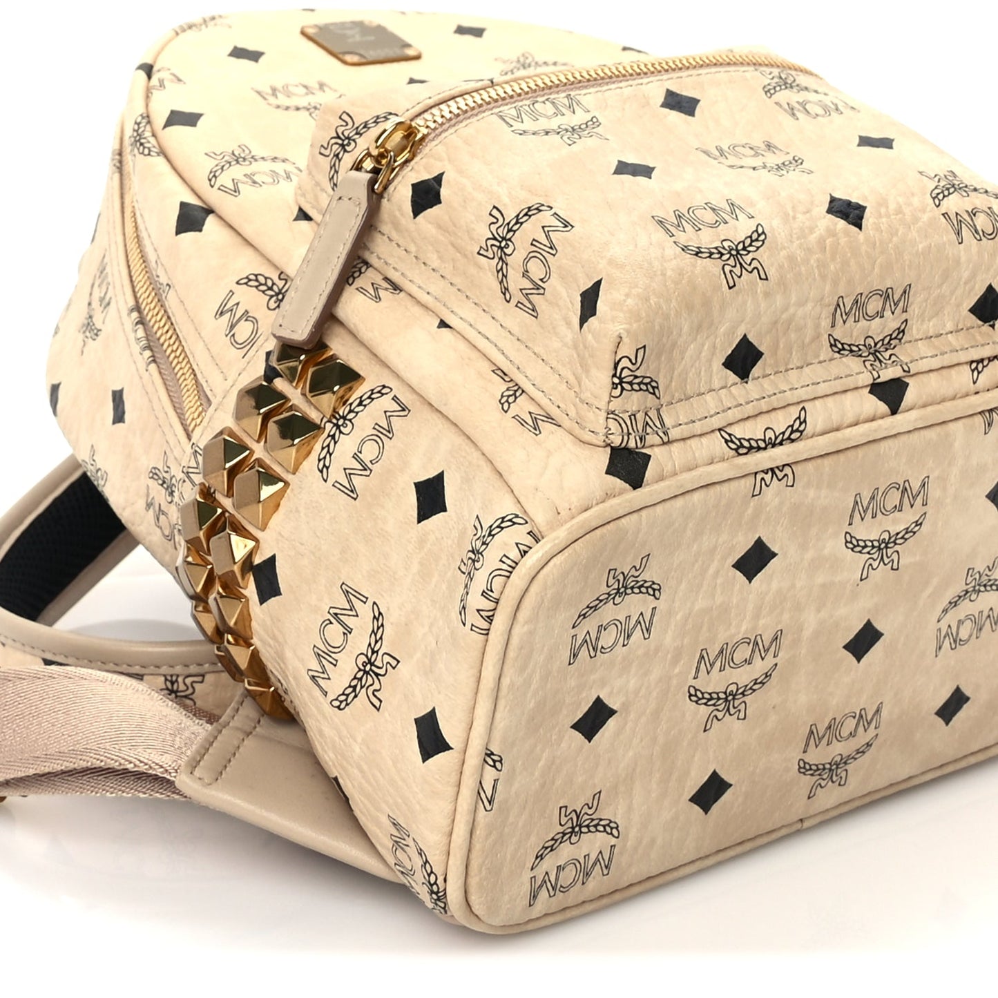 MCM Visetos Side Stud Mini Stark Backpack Beige