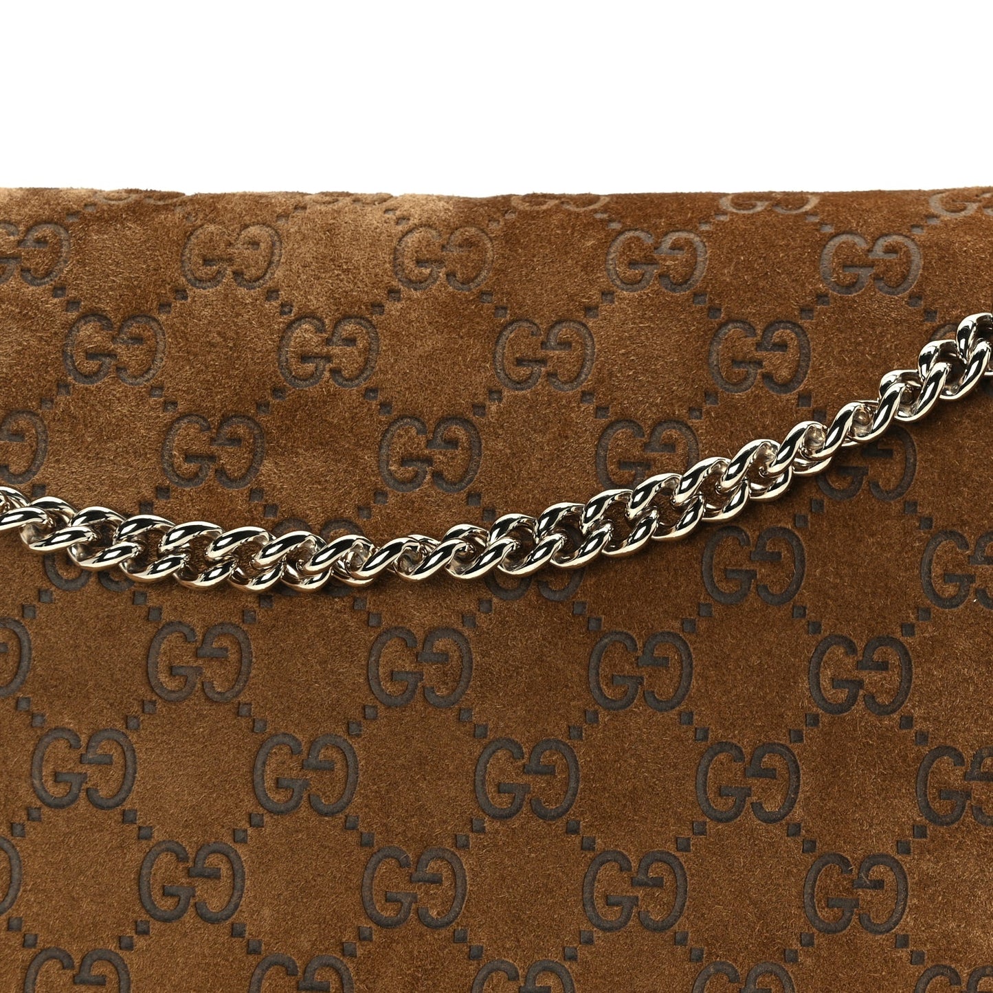 Gucci Suede GG Embossed Large Dionysus Shoulder Bag  Pepper Brown