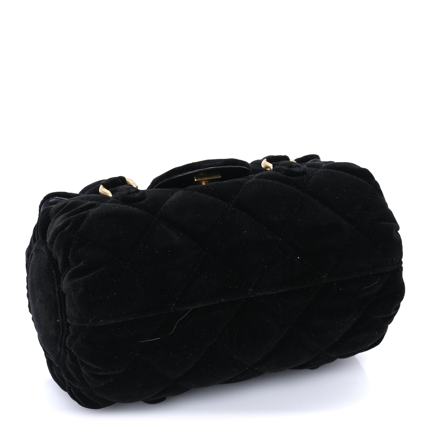 Chanel Velvet Quilted Mini Top Handle Flap  Black