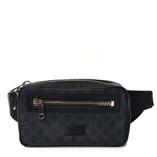 Gucci Soft GG Supreme Monogram Web Belt Bag Black Grey