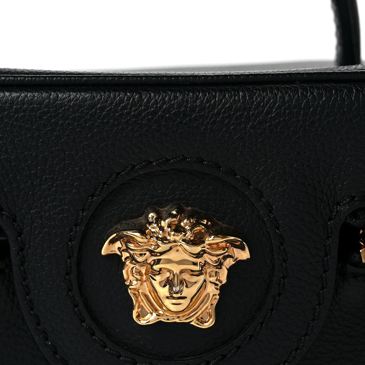 Versace Grained Calfskin La Medusa Mini Shoulder Bag Black