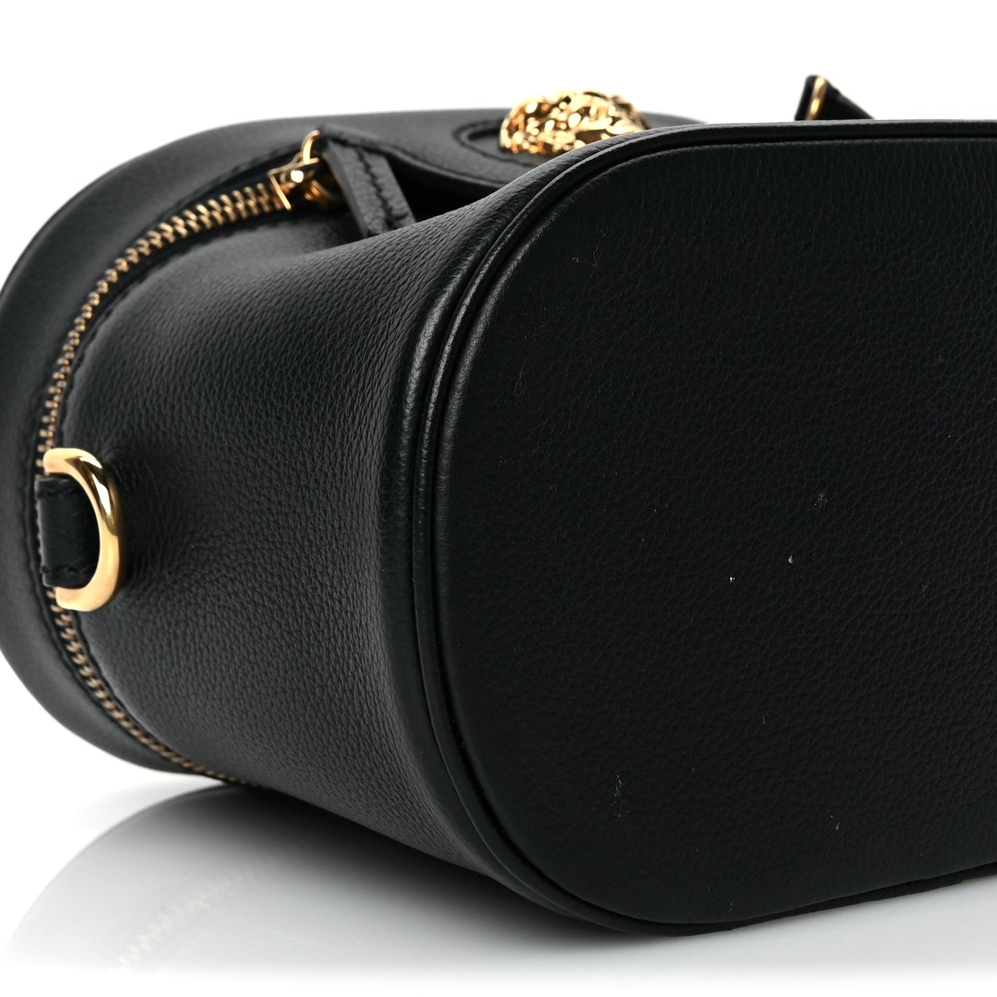 Versace Grained Calfskin La Medusa Mini Shoulder Bag Black
