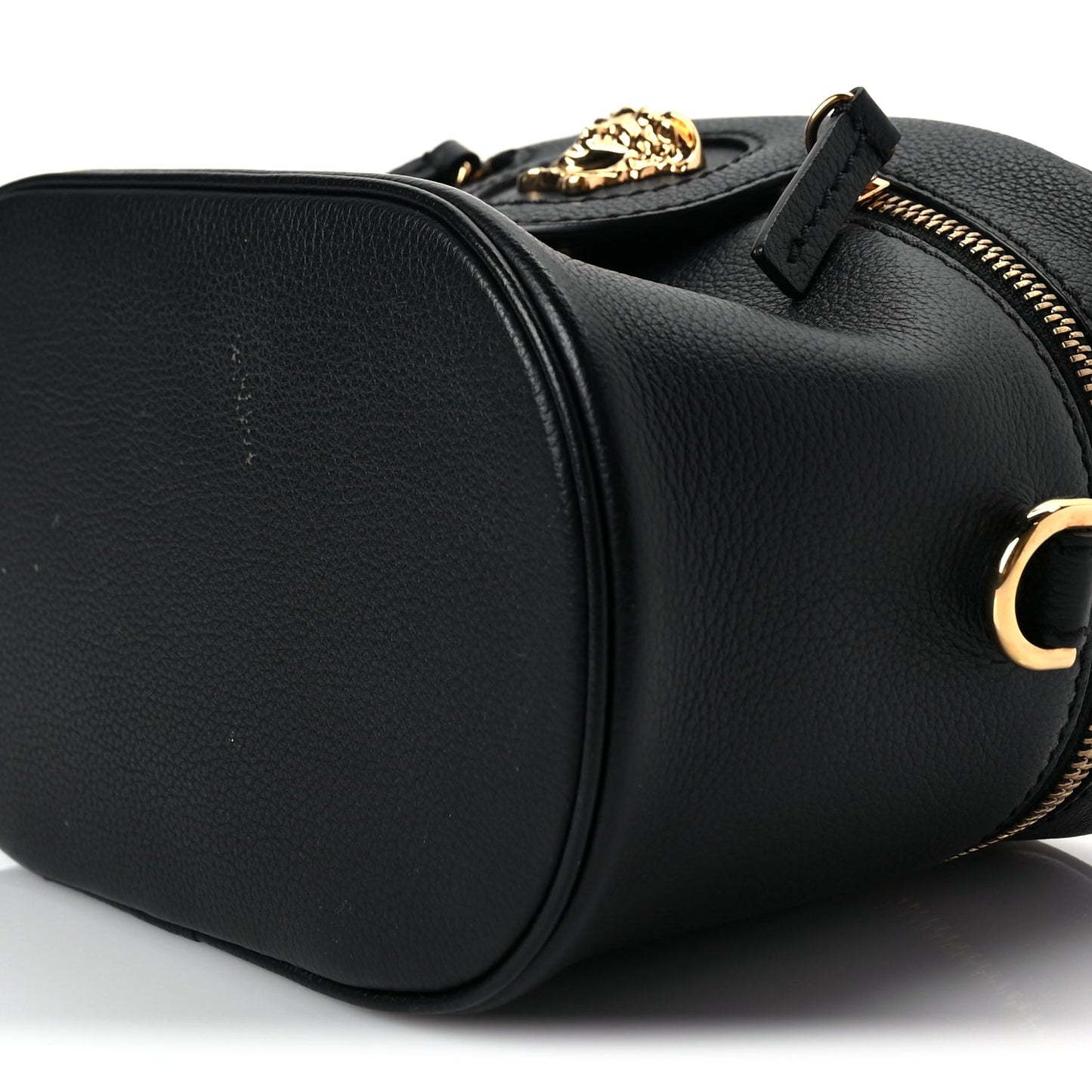 Versace Grained Calfskin La Medusa Mini Shoulder Bag Black