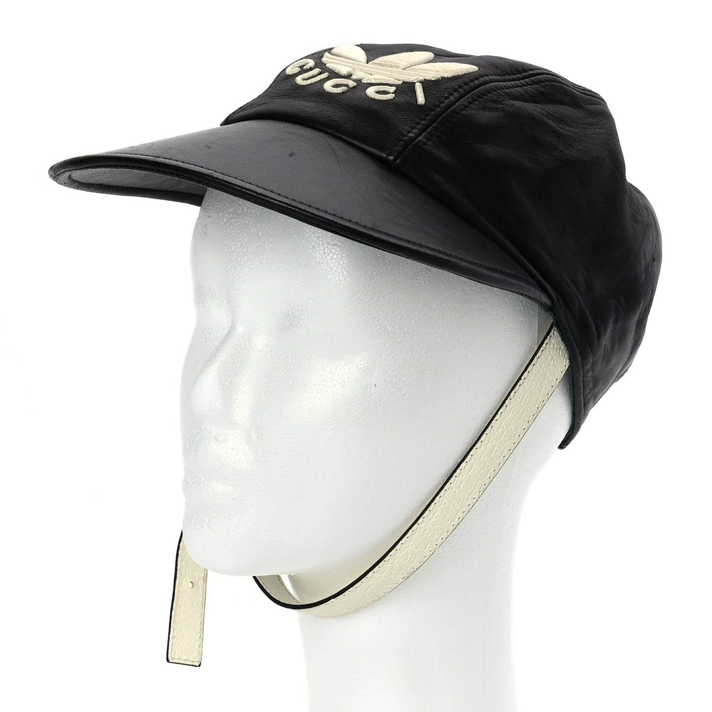 Gucci GUCCI X ADIDAS Dollar Calfskin Trefoil Stefanos Baseball Hat S Black