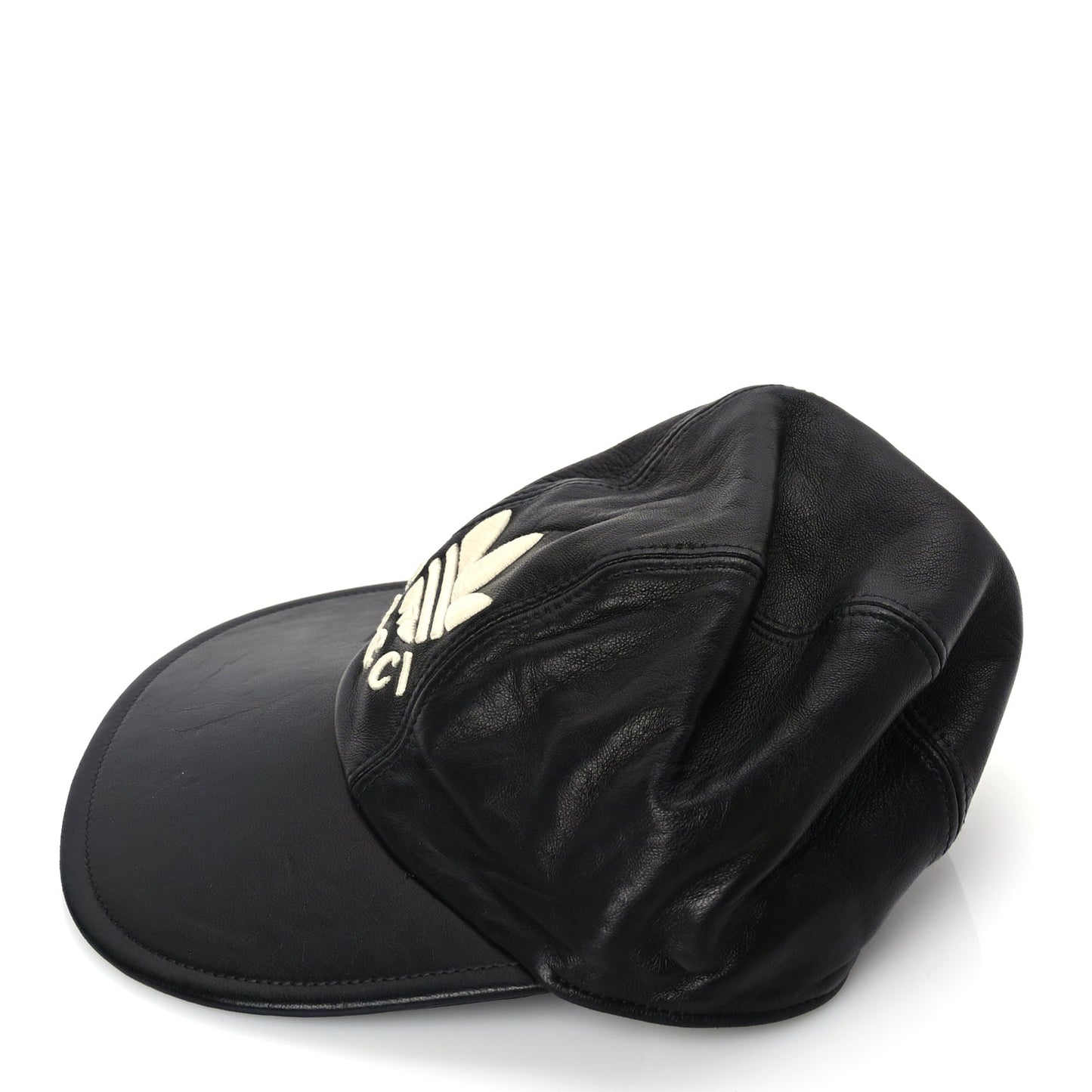 Gucci GUCCI X ADIDAS Dollar Calfskin Trefoil Stefanos Baseball Hat S Black