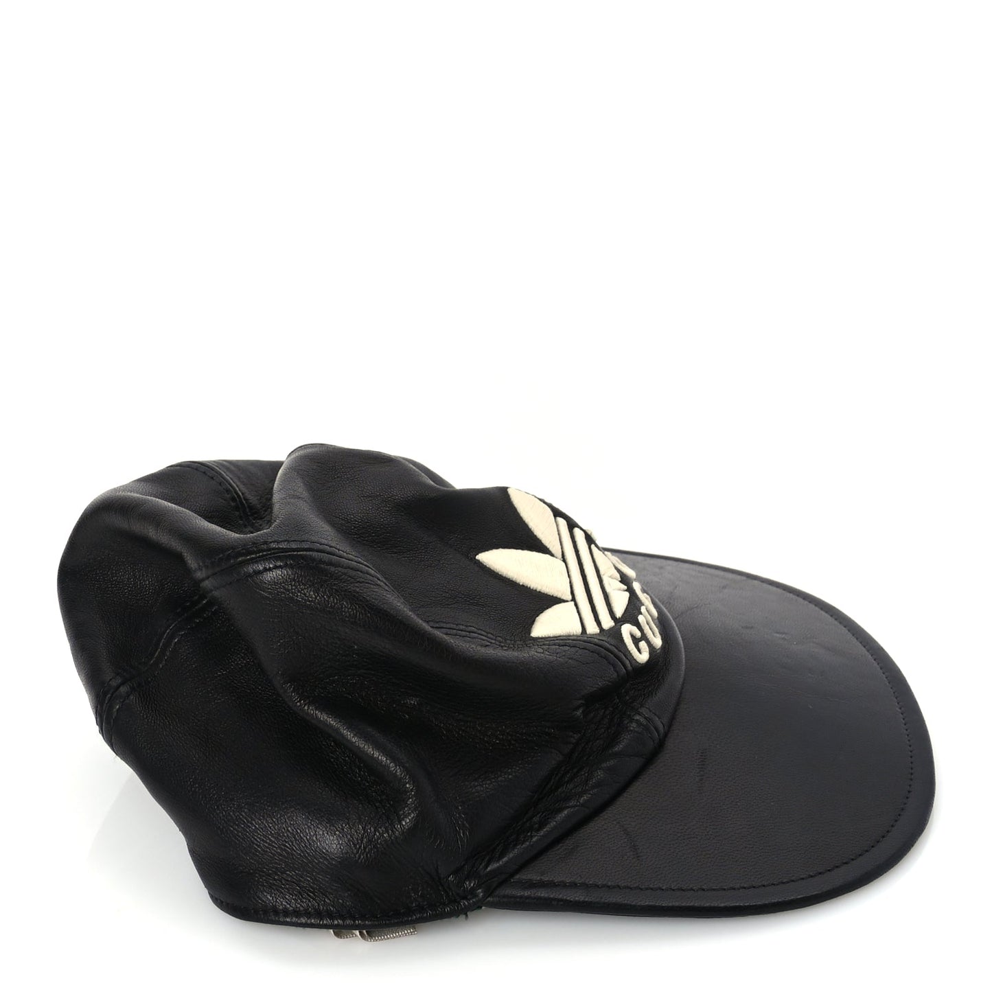Gucci GUCCI X ADIDAS Dollar Calfskin Trefoil Stefanos Baseball Hat S Black