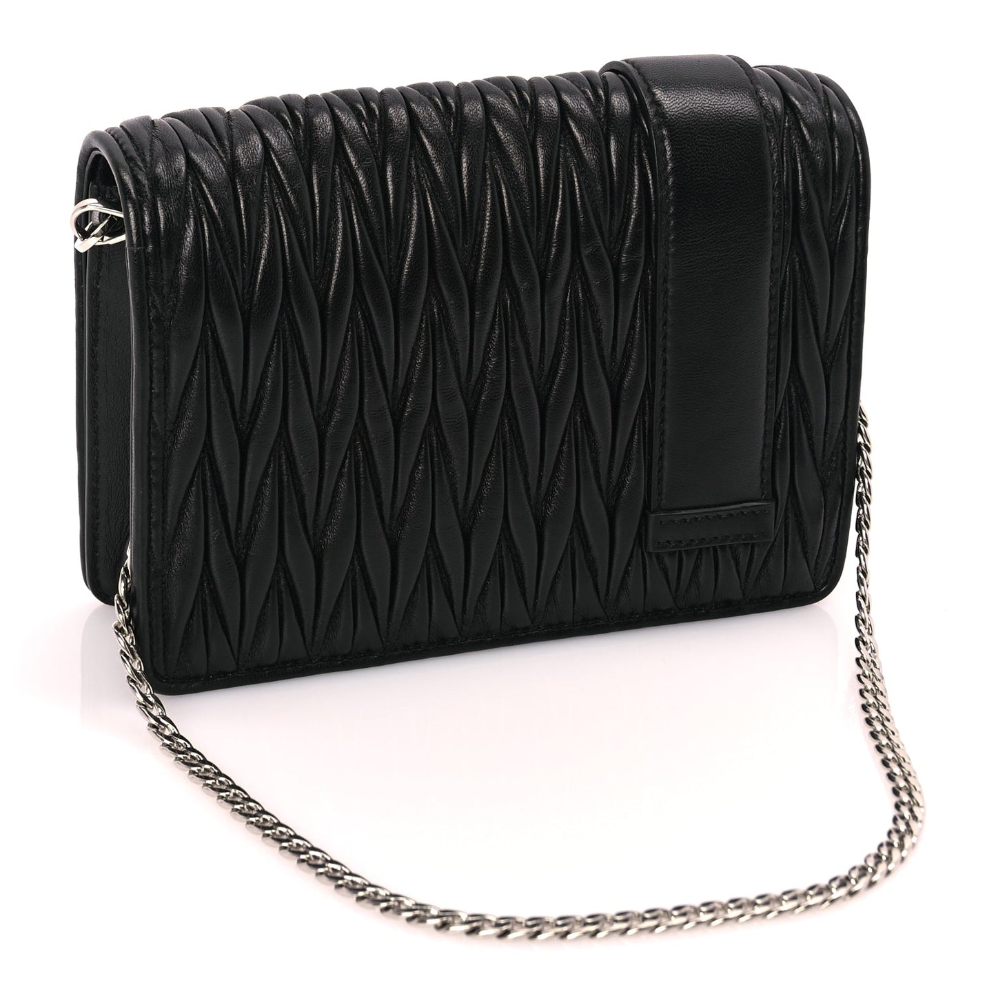 Miu Miu Matelasse Crystal Embellished Shoulder Bag Black