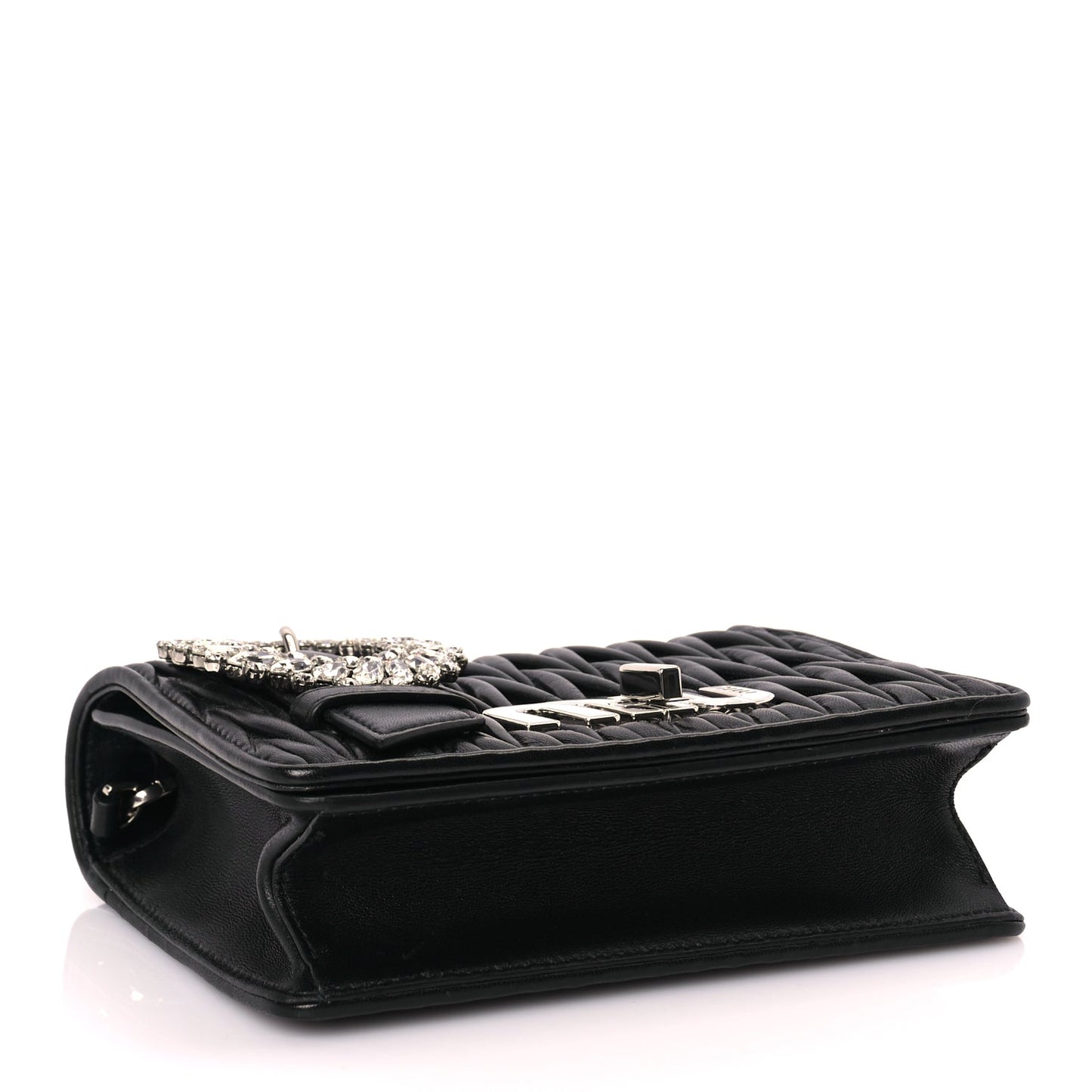Miu Miu Matelasse Crystal Embellished Shoulder Bag Black