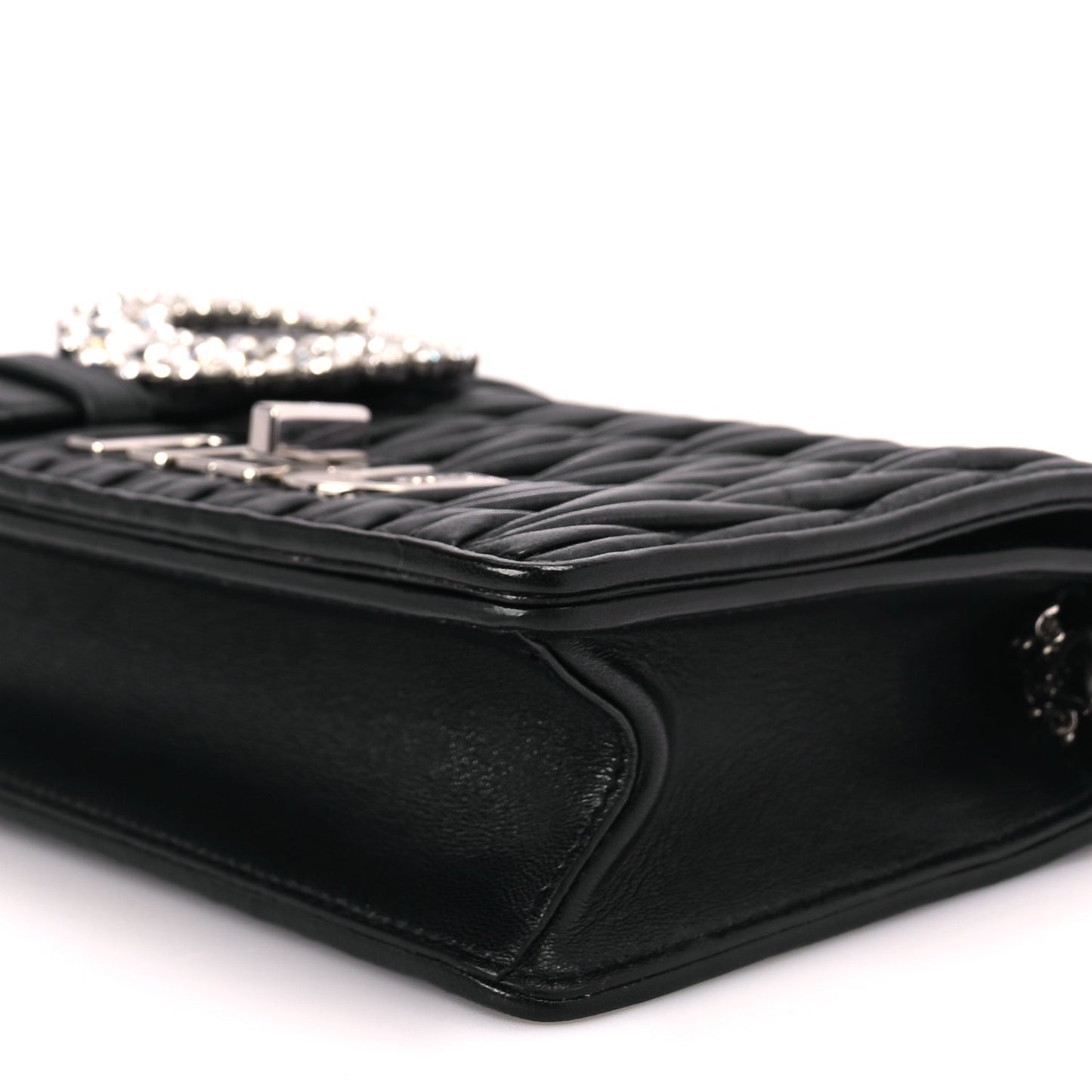 Miu Miu Matelasse Crystal Embellished Shoulder Bag Black