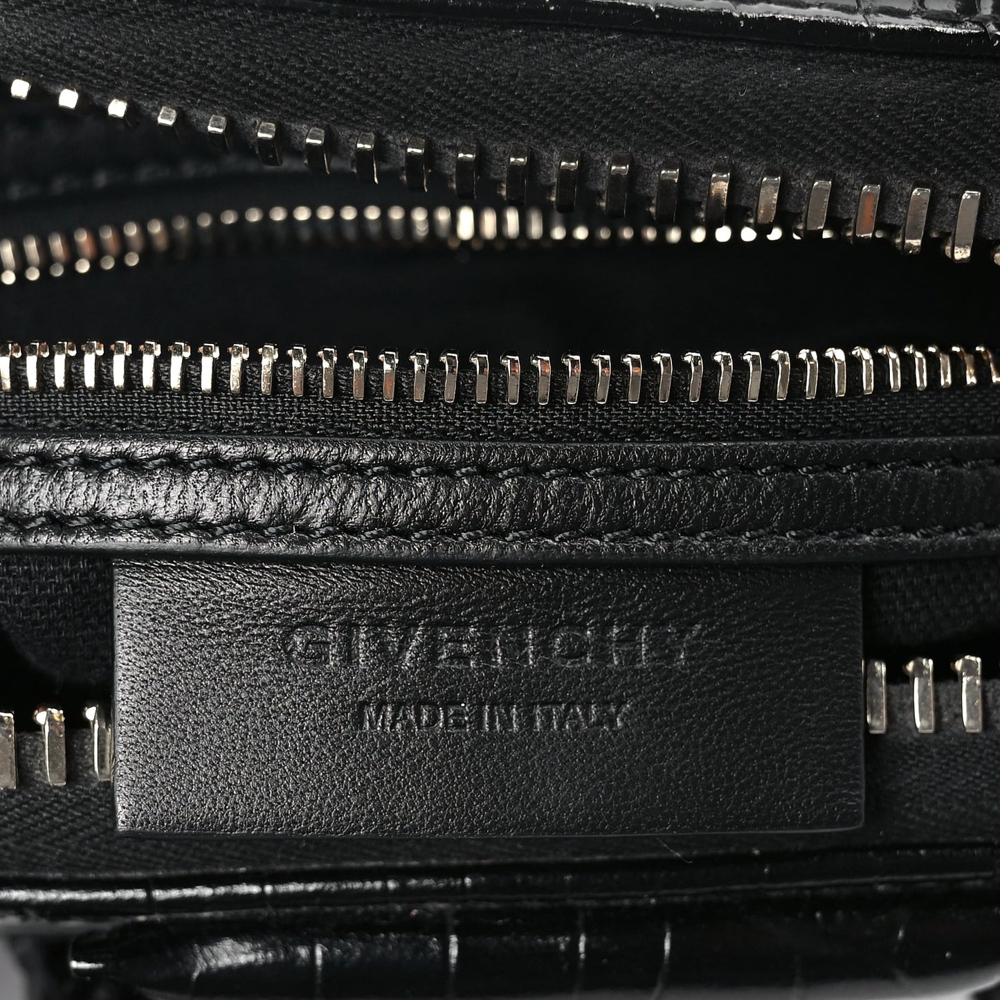 Givenchy Calfskin Crocodile Embossed Mini Antigona Black