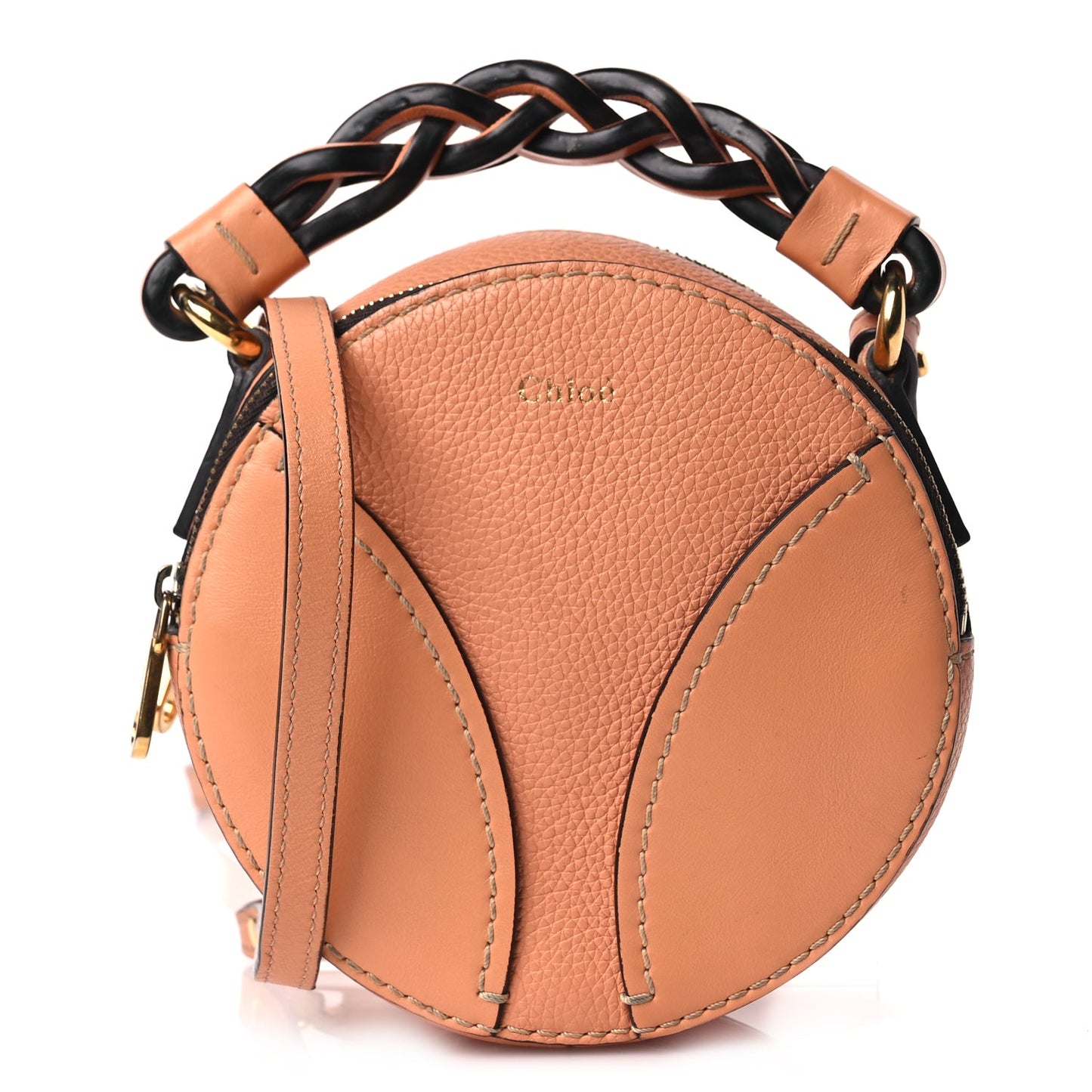 Chloe Grained Shiny Calfskin Mini Round Daria Bag Peach Bloom