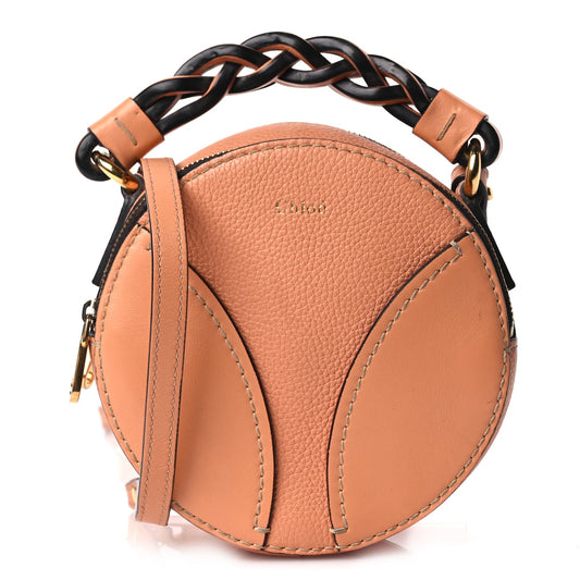 Chloe Grained Shiny Calfskin Mini Round Daria Bag Peach Bloom