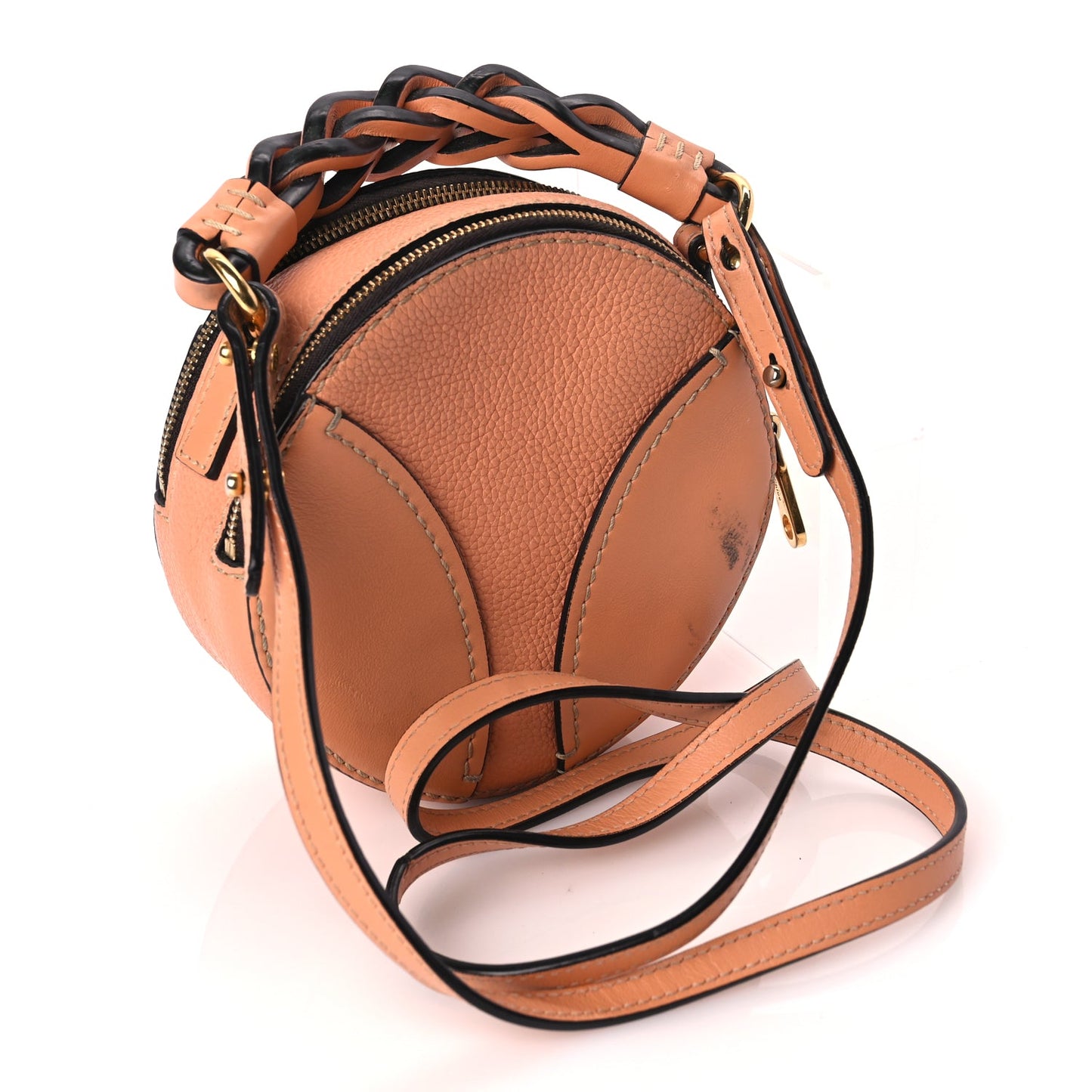 Chloe Grained Shiny Calfskin Mini Round Daria Bag Peach Bloom