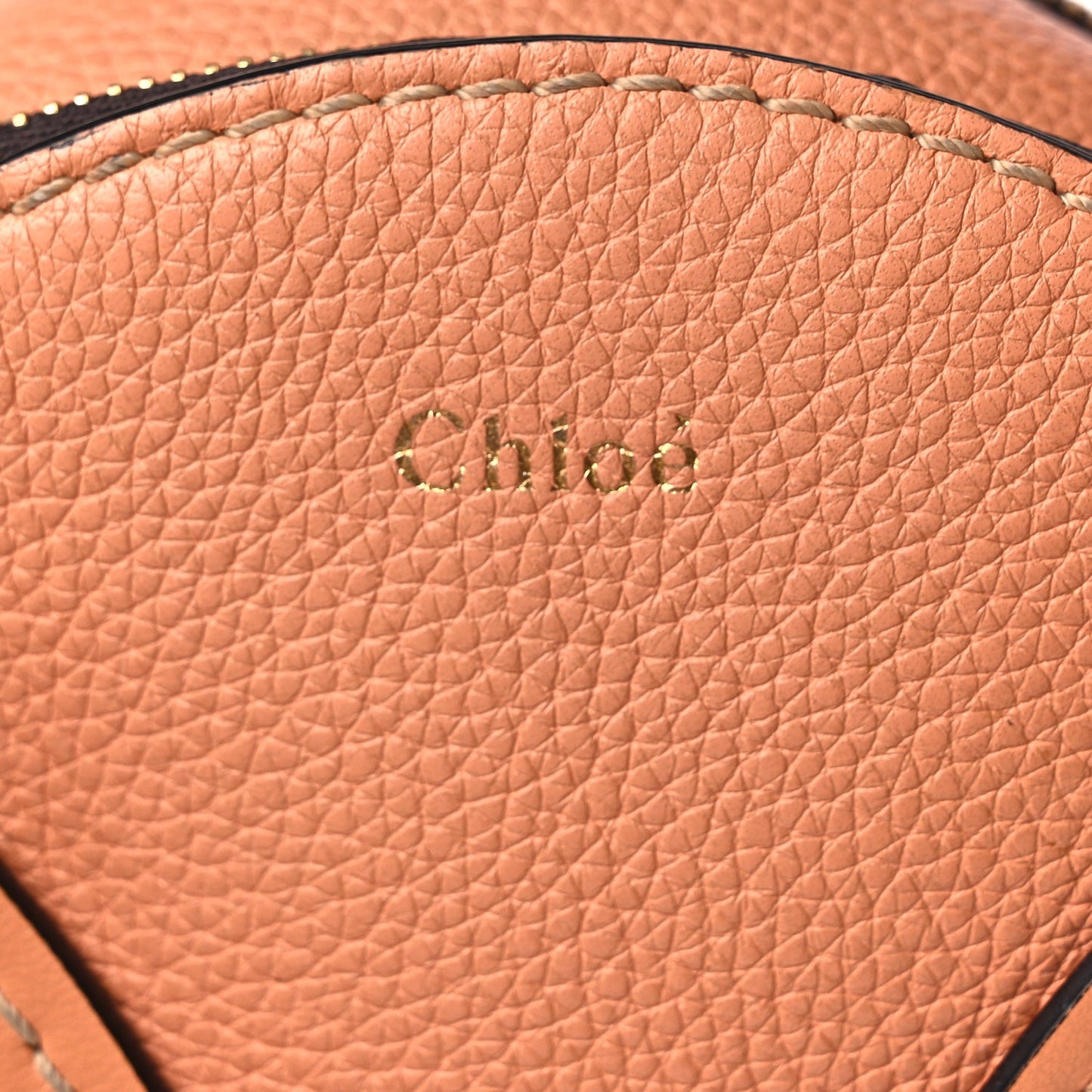 Chloe Grained Shiny Calfskin Mini Round Daria Bag Peach Bloom