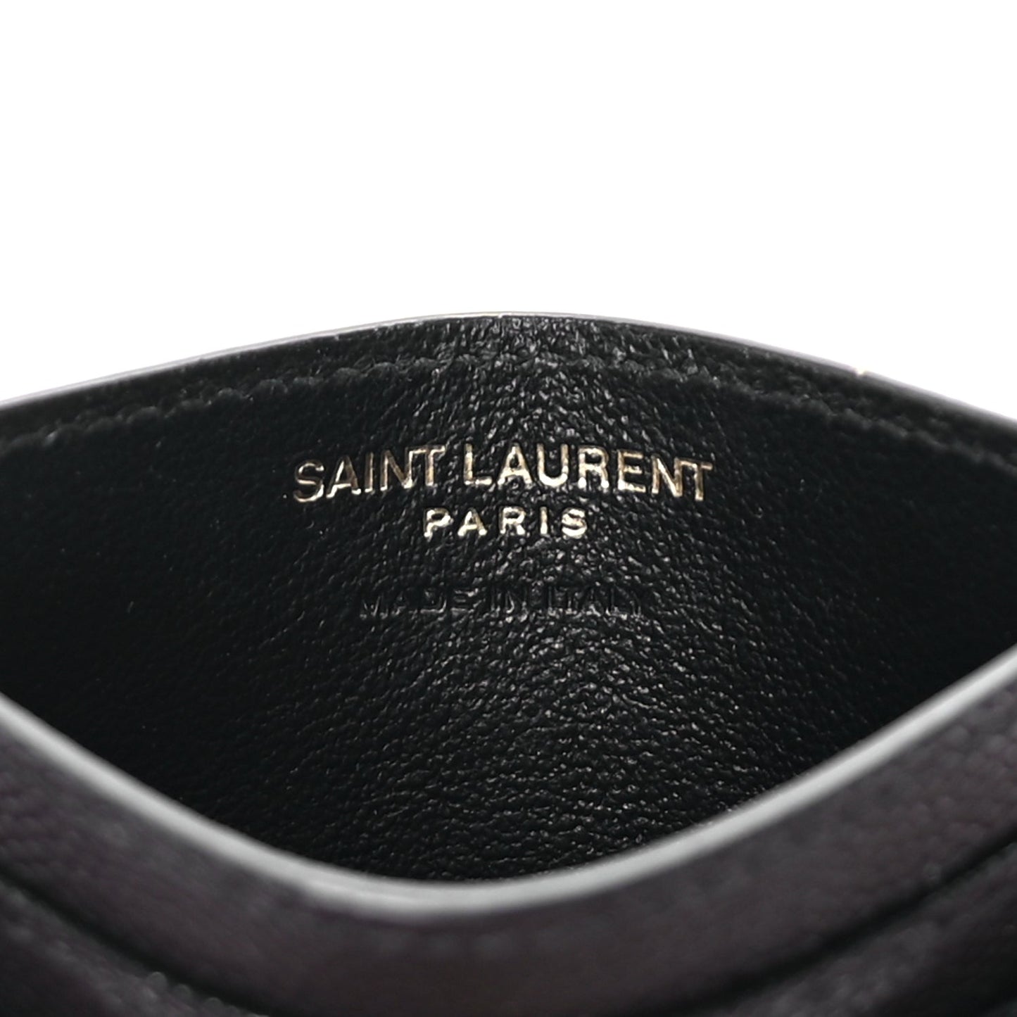 Saint Laurent Grain De Poudre Matelasse Chevron Monogram Credit Card Case Black