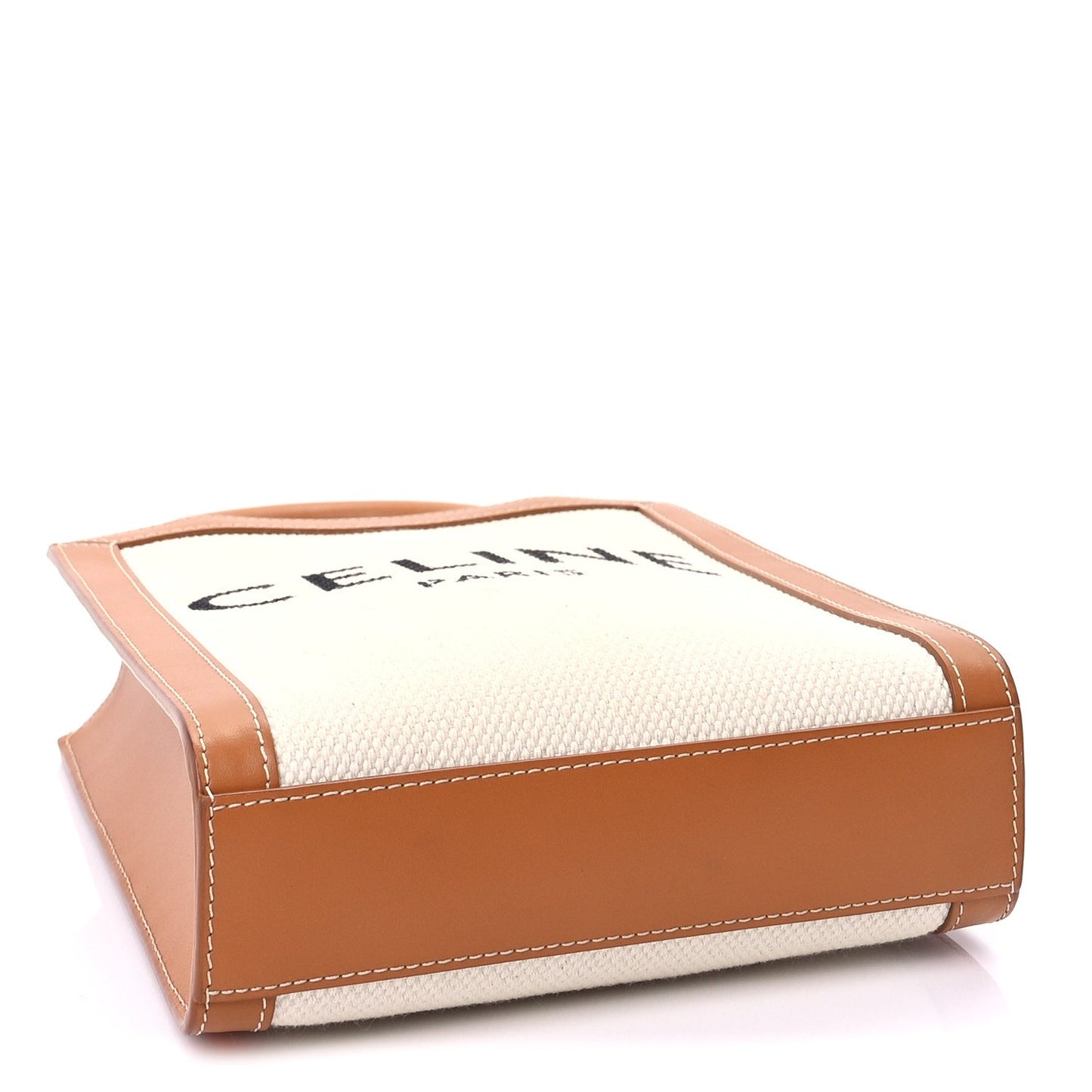 Celine Canvas Calfskin Mini Vertical Cabas Natural Tan