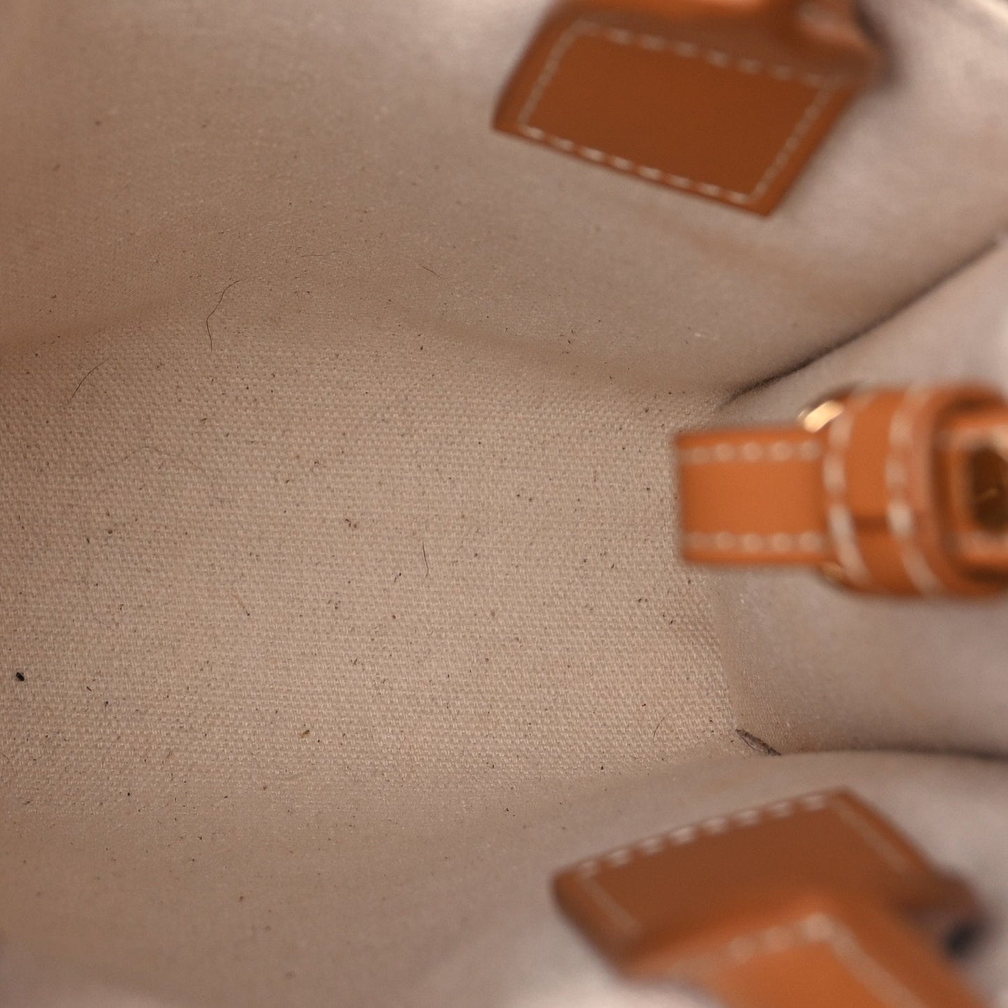 Celine Canvas Calfskin Mini Vertical Cabas Natural Tan