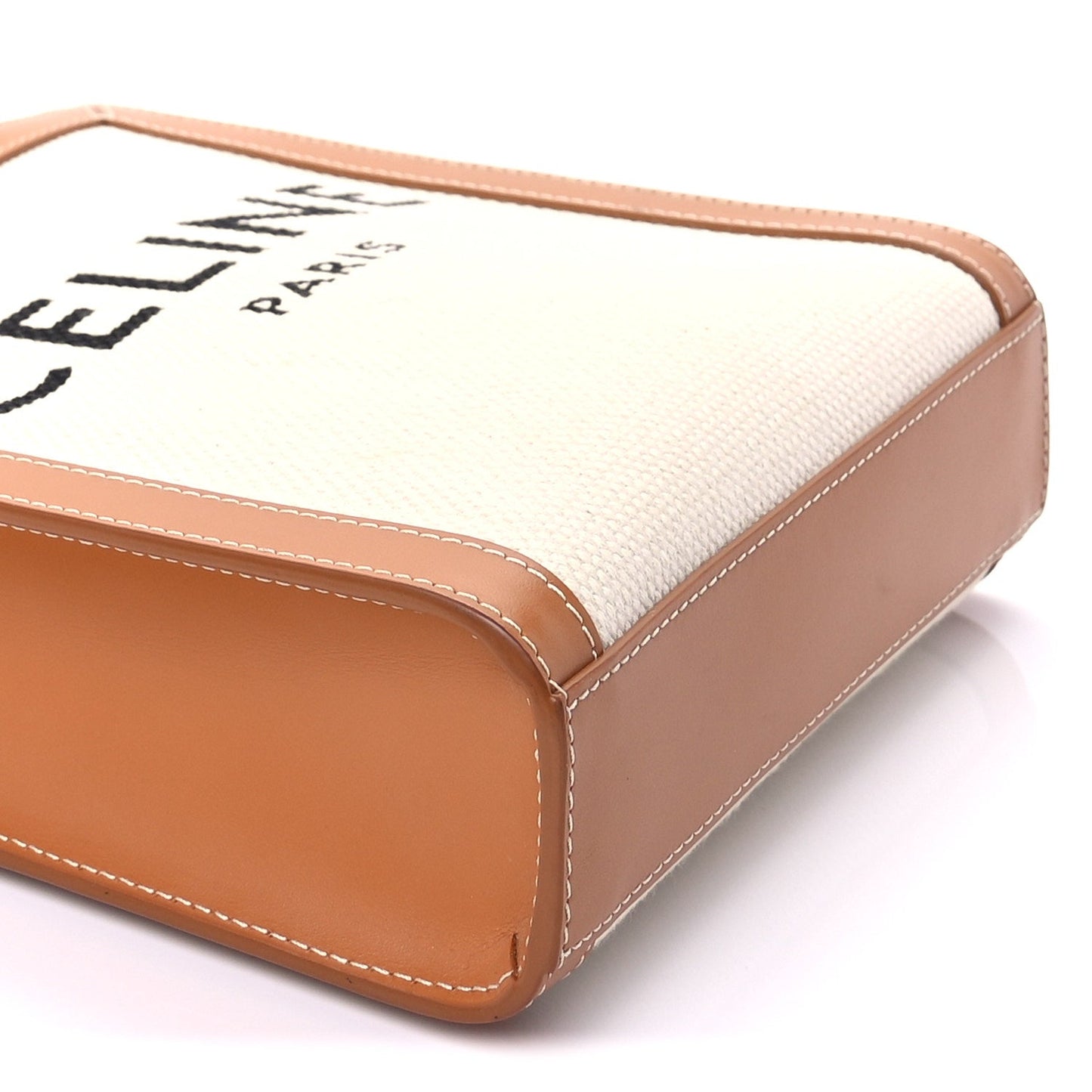 Celine Canvas Calfskin Mini Vertical Cabas Natural Tan