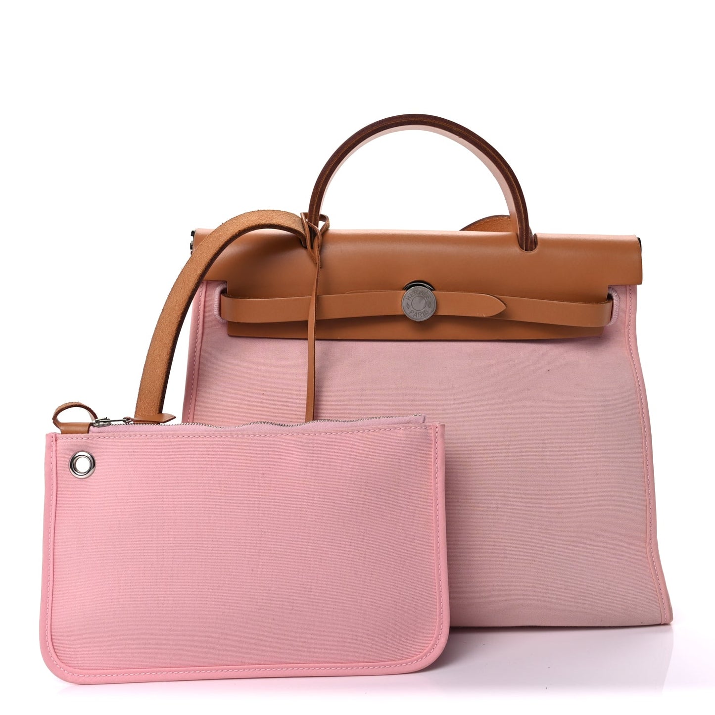 Hermes Vache Hunter Toile Herbag Zip 31 PM Rose Sakura