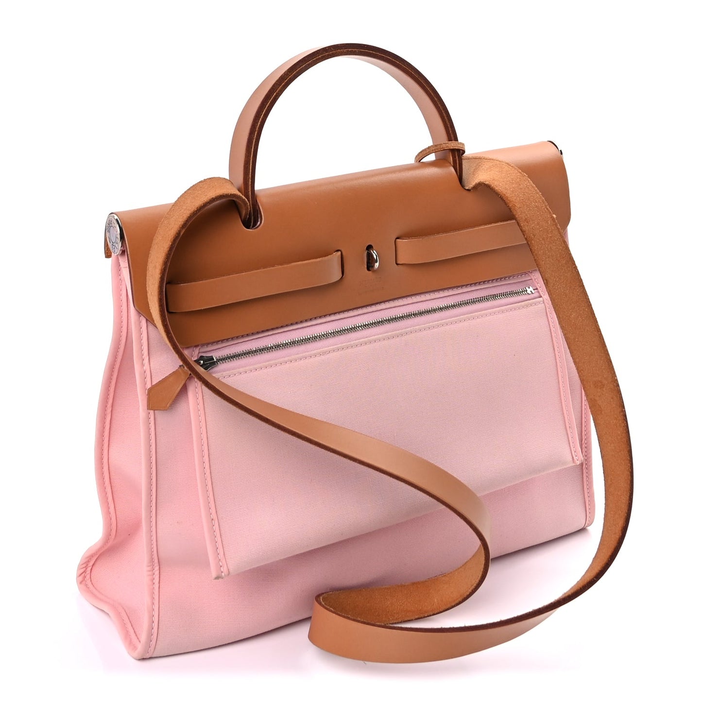 Hermes Vache Hunter Toile Herbag Zip 31 PM Rose Sakura