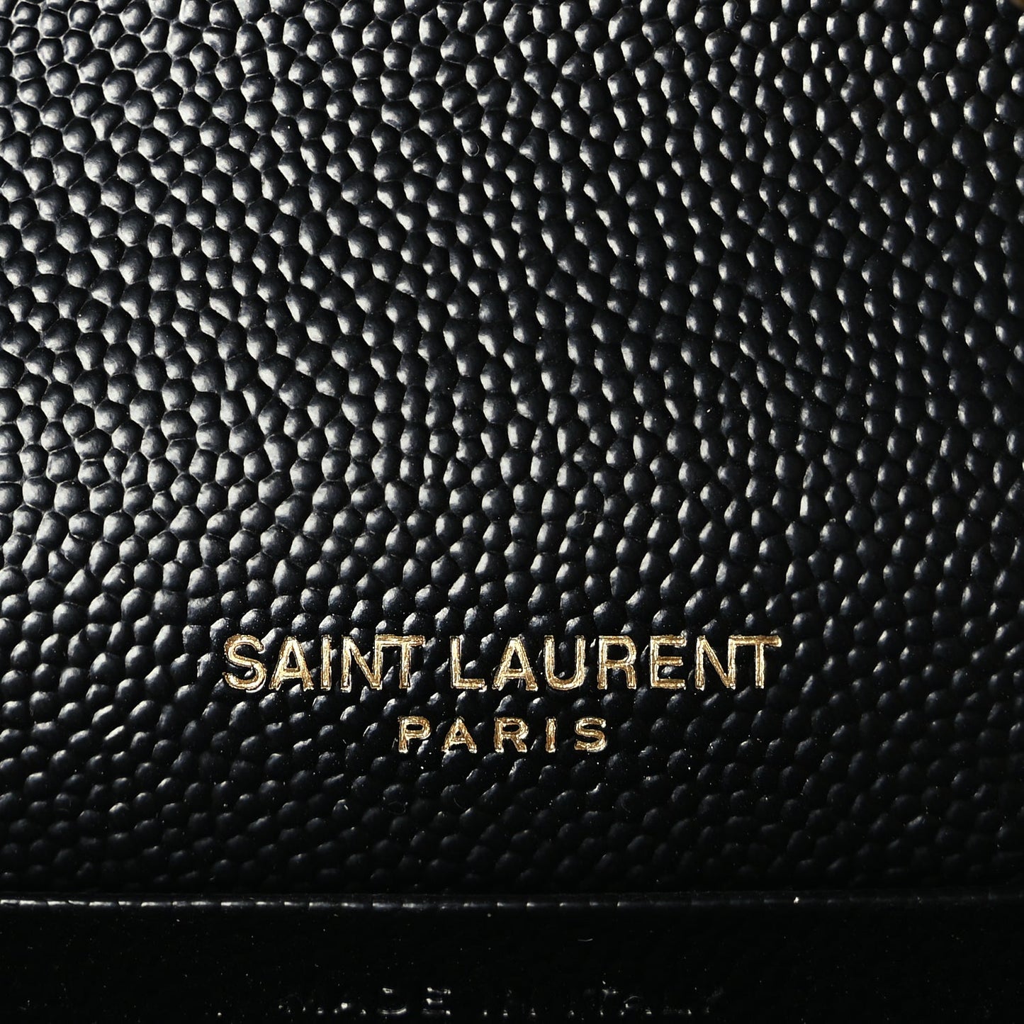 Saint Laurent Grain De Poudre Matelasse Chevron Monogram Chain Wallet Black
