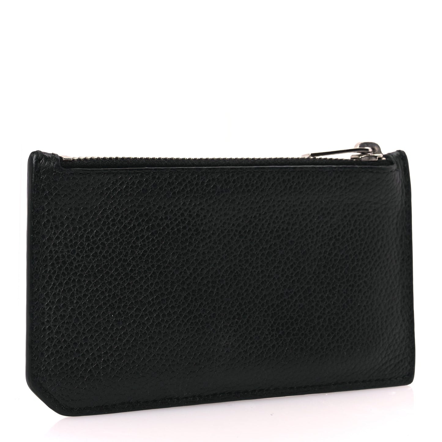 Saint Laurent Grained Calfskin 5 Fragments Zip Pouch Card Holder Black