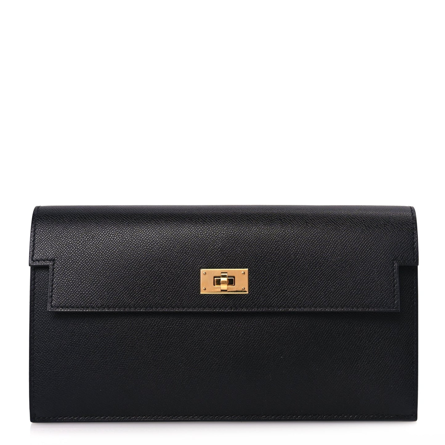 Hermes Madame Calfskin Kelly Pocket Long Wallet Black