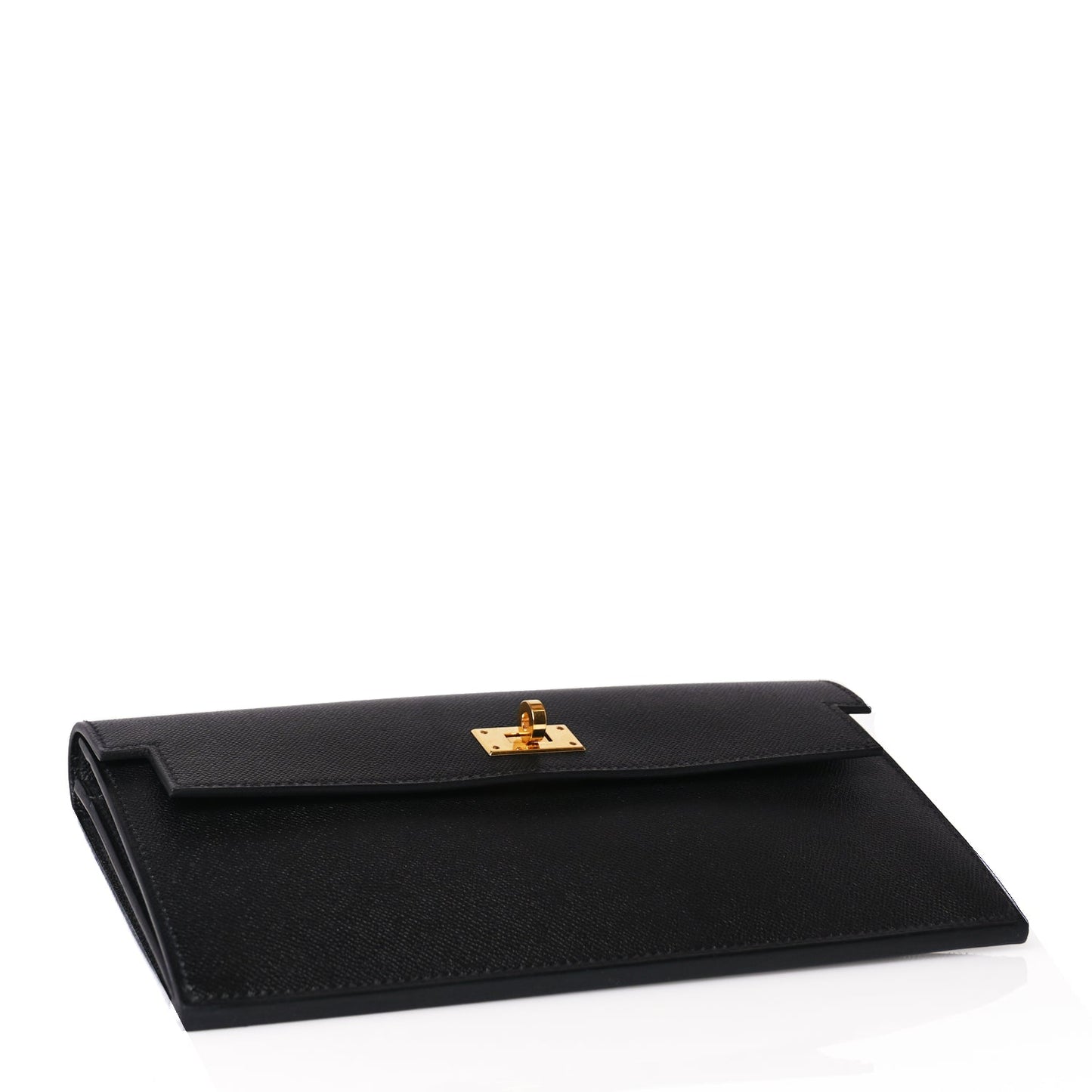 Hermes Madame Calfskin Kelly Pocket Long Wallet Black