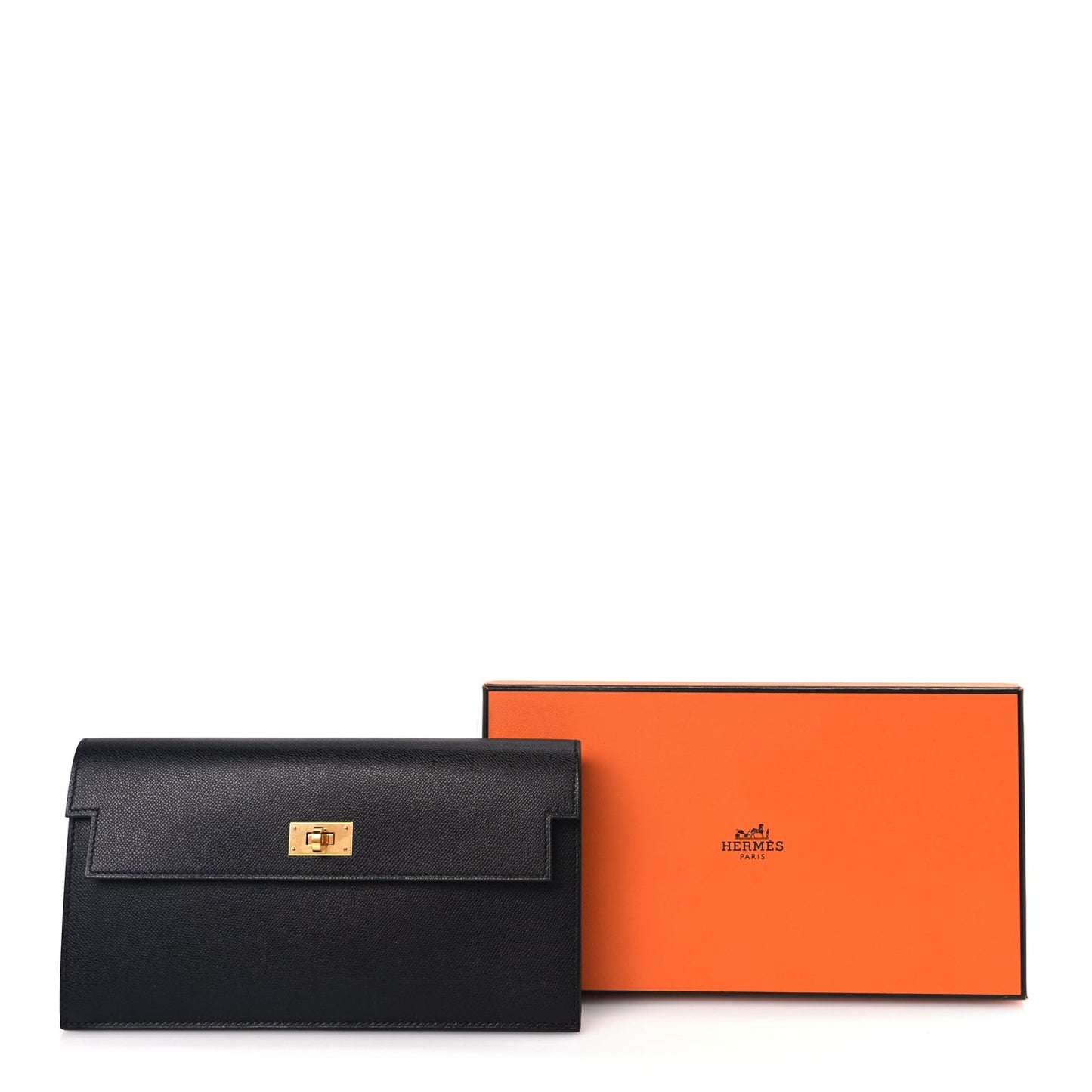 Hermes Madame Calfskin Kelly Pocket Long Wallet Black