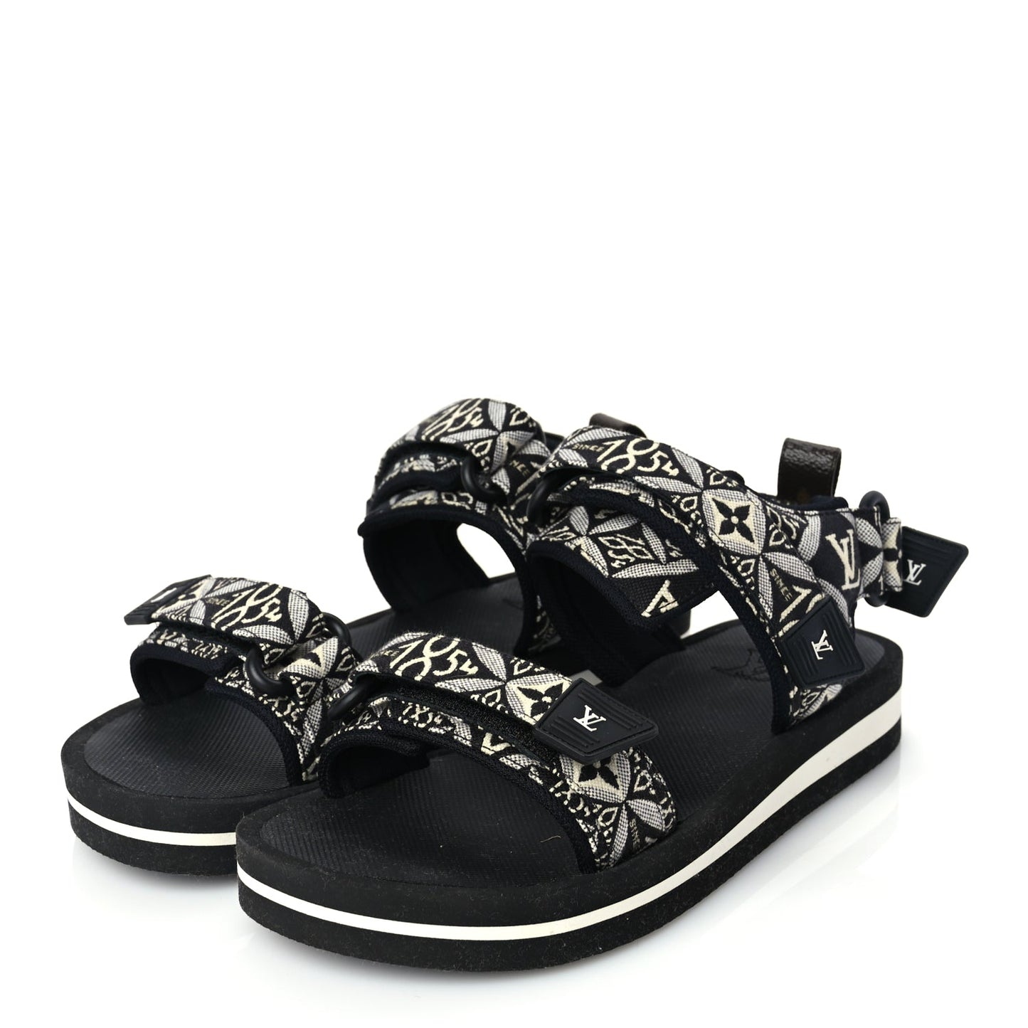 Louis Vuitton Jacquard Since 1854 Flat Arcade Sandals 40 Grey