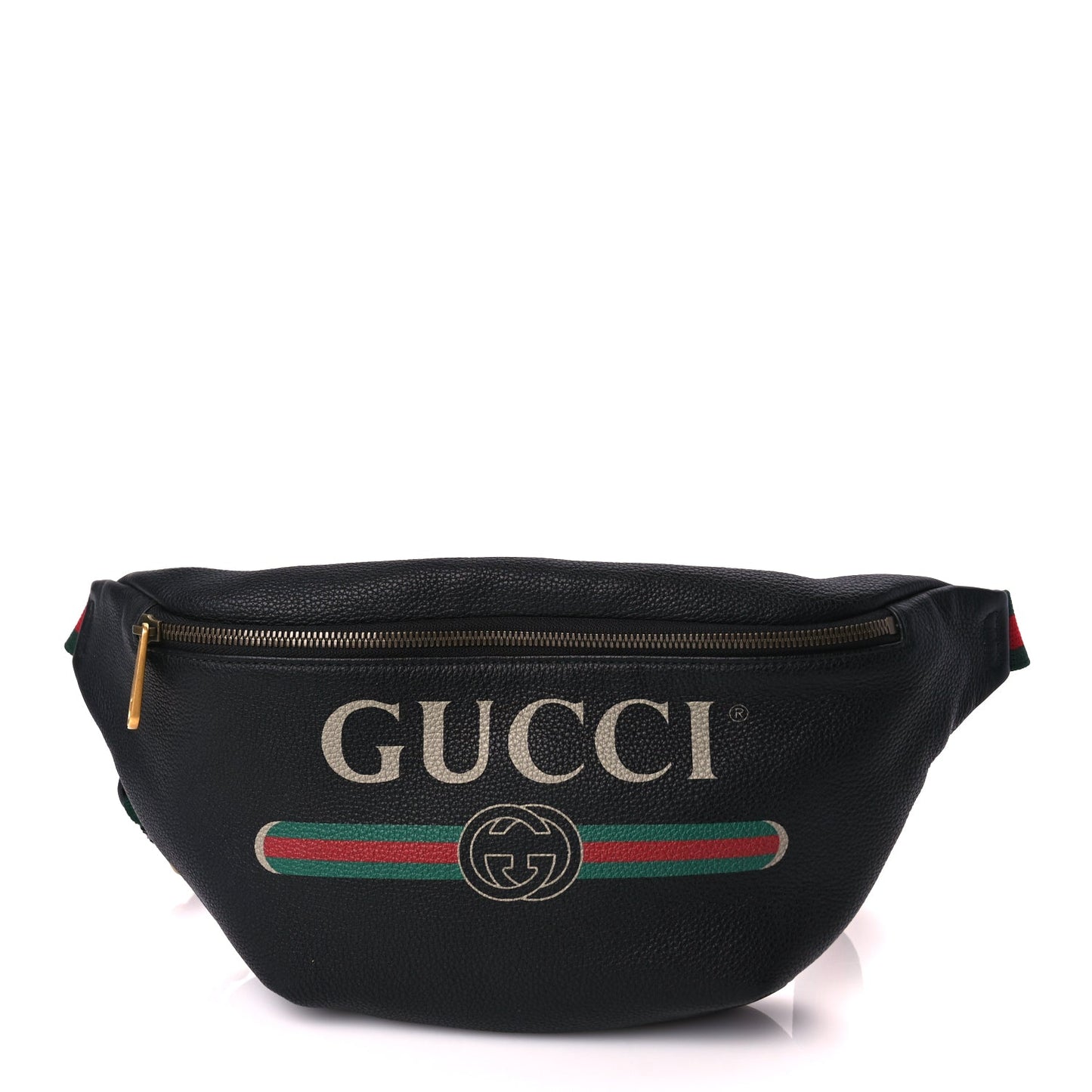 Gucci Grained Calfskin Logo Belt Bag Black